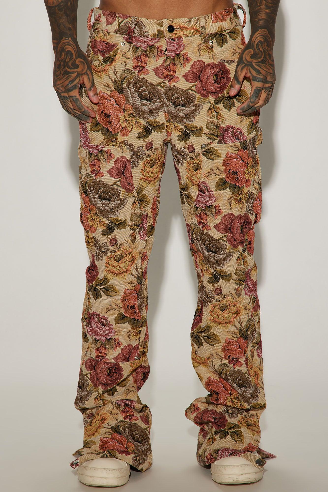 Bellevue Flared Tapestry Carpenter Pants - Taupe/combo Product Image