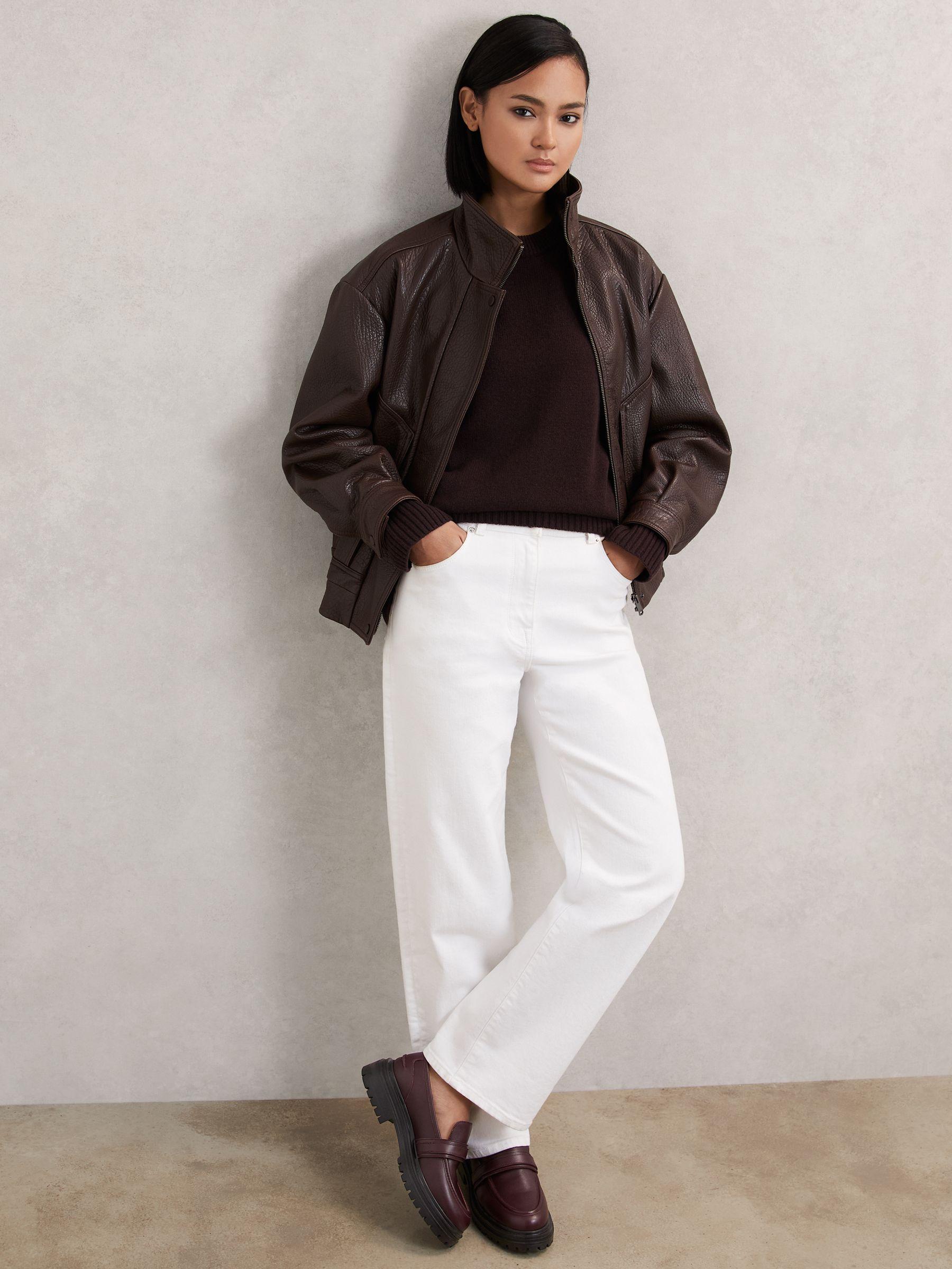 Leather Strap-Detail Lug-Sole Loafers in Burgundy Product Image