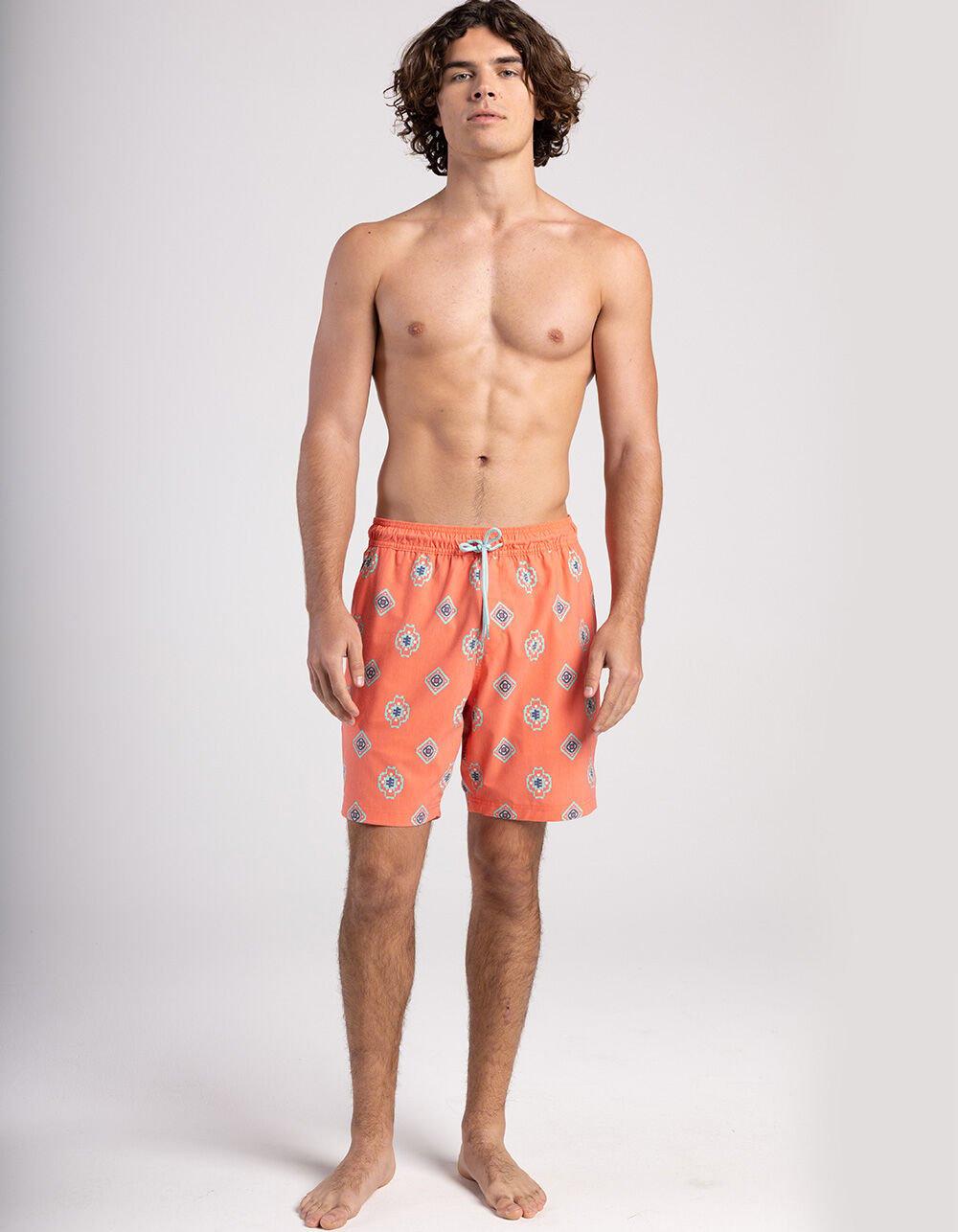 BLUE CROWN Drifter Mens 7" Swim Shorts - CORAL Product Image