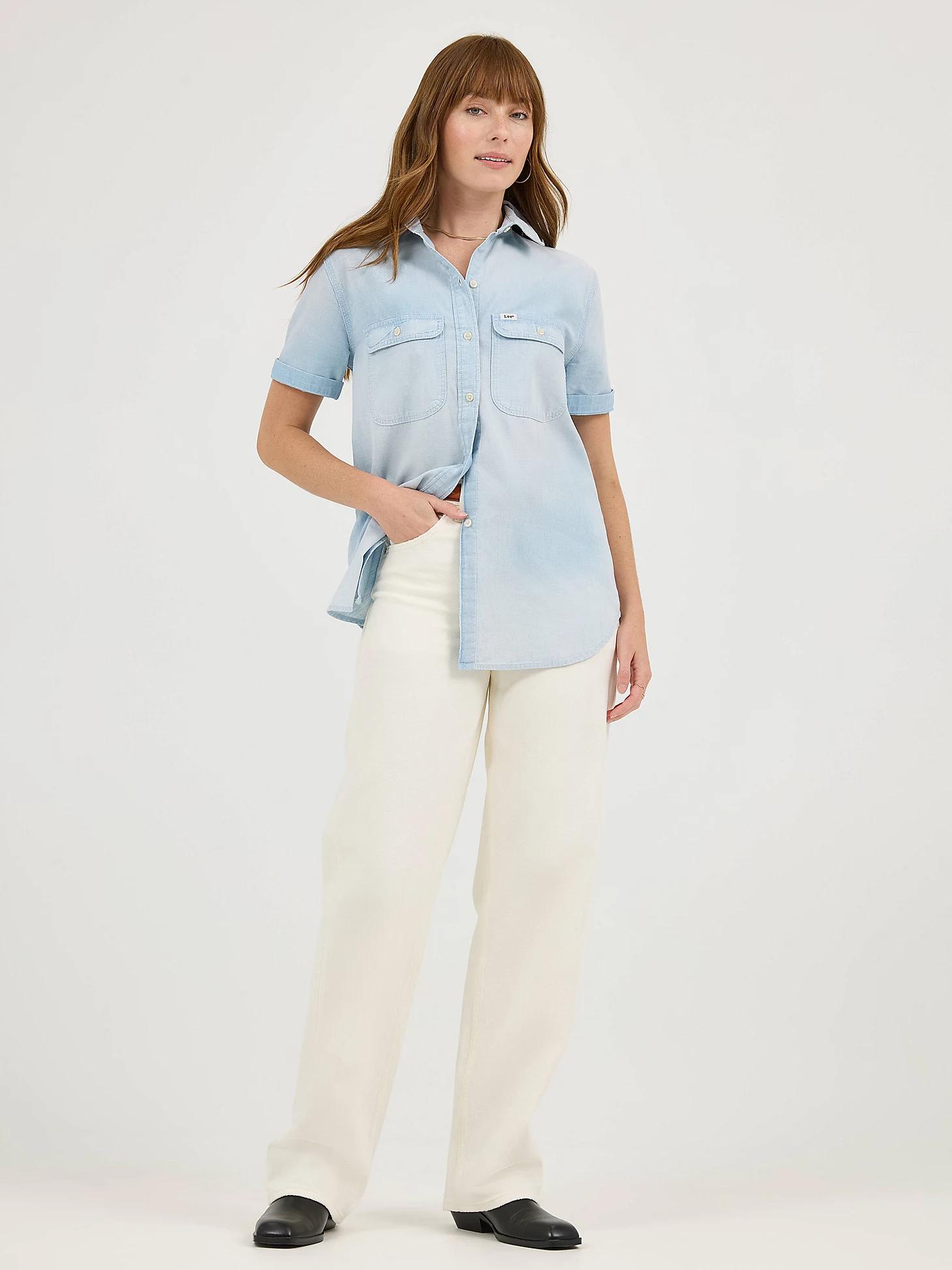 Women's Chambray Utility Button Down Shirt | Women's Tops & Tees | Lee® Product Image