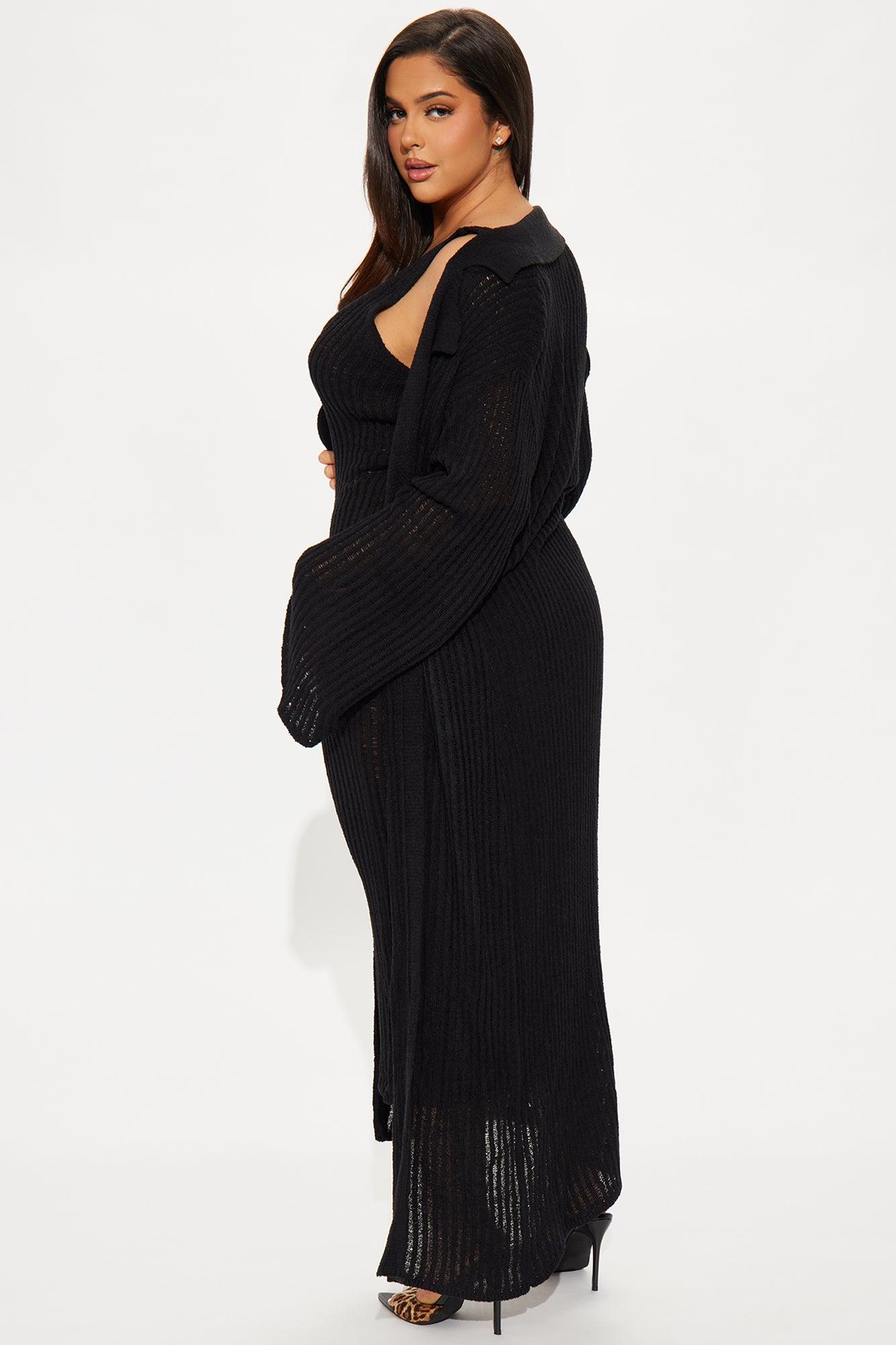 Mia 2 Piece Sweater Maxi Dress Set - Black Product Image