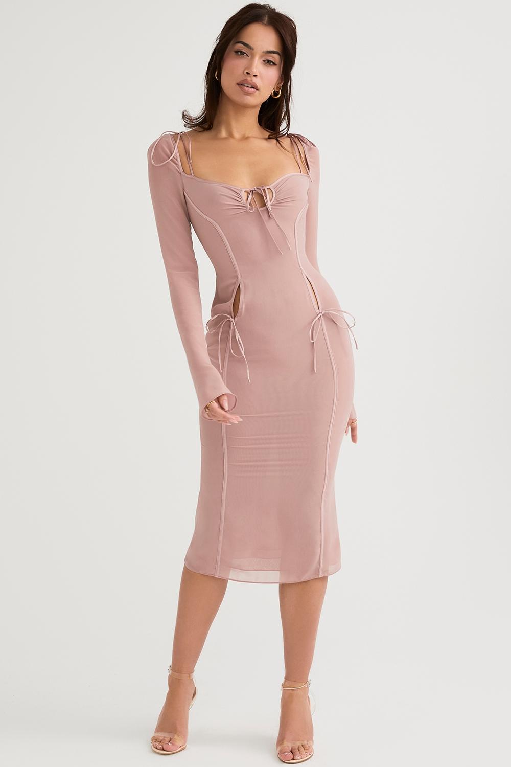 Ophelia  blush cutout midi dress Product Image