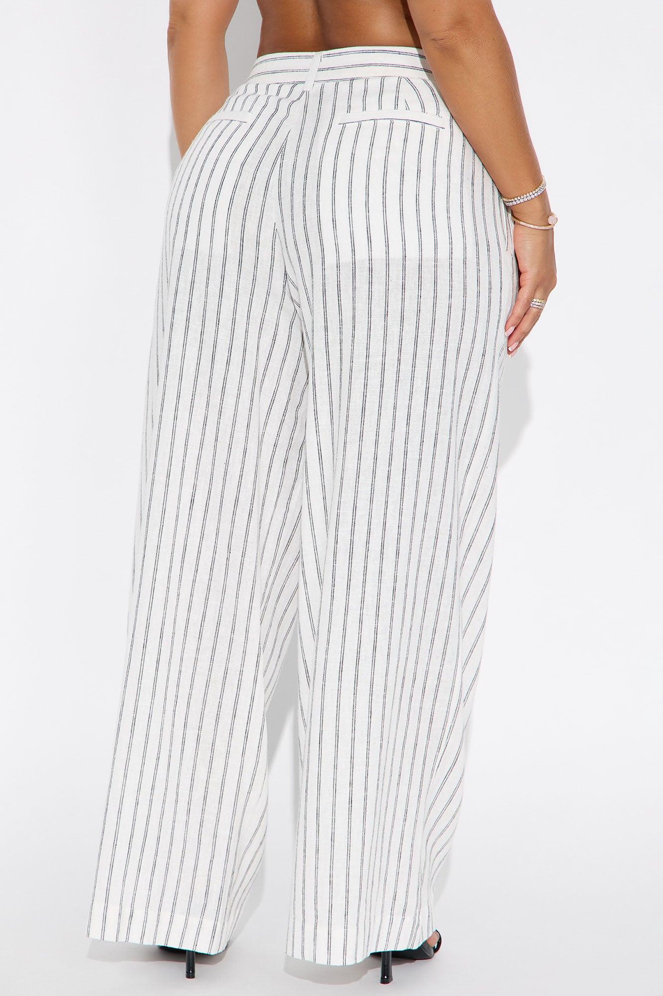 River Striped Wide Leg Pant 31″ - White/Black Female Product Image
