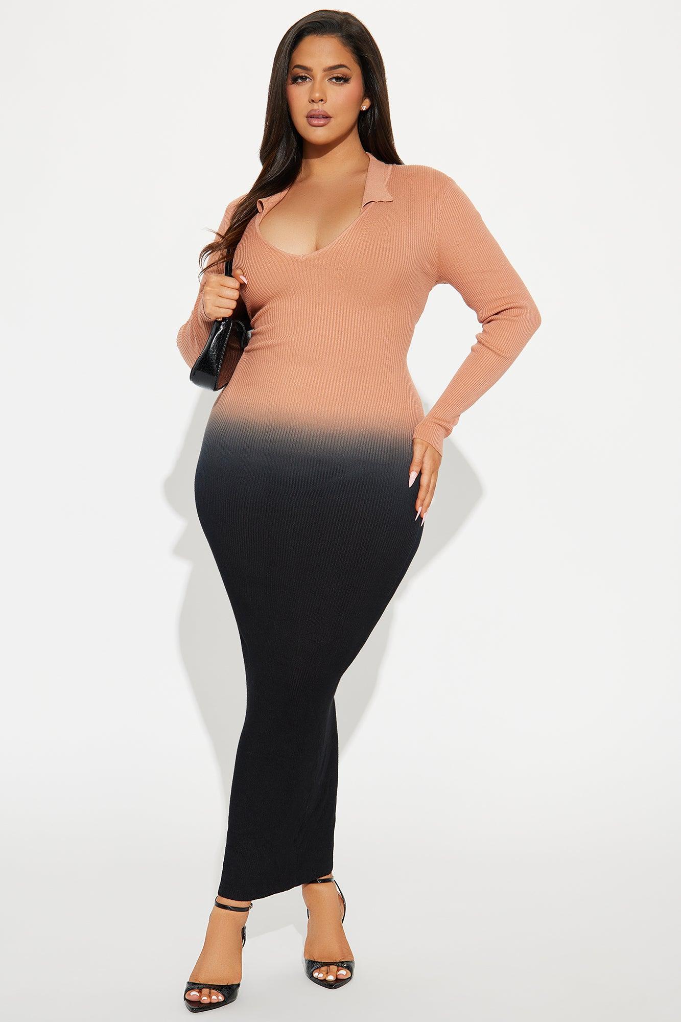 Fade Into You Sweater Maxi Dress - Tan/Multi Female Product Image