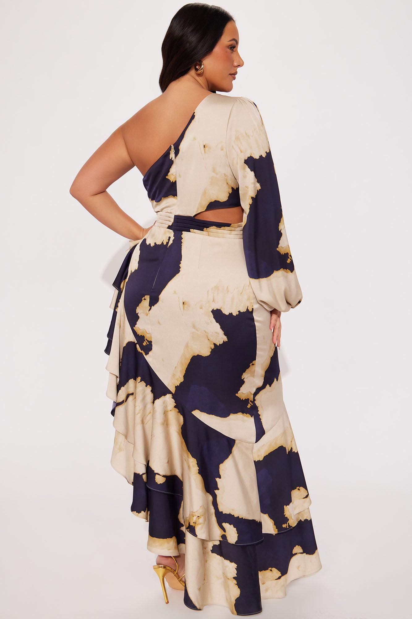 Florence Satin Maxi Dress - Navy/combo Product Image