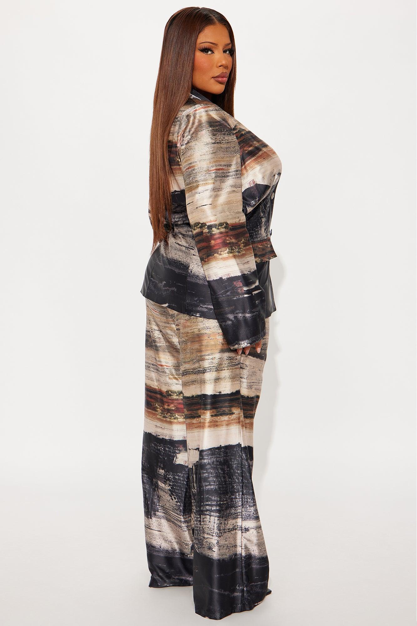 Power Strokes Blazer Pant Set - Black/combo Female Product Image