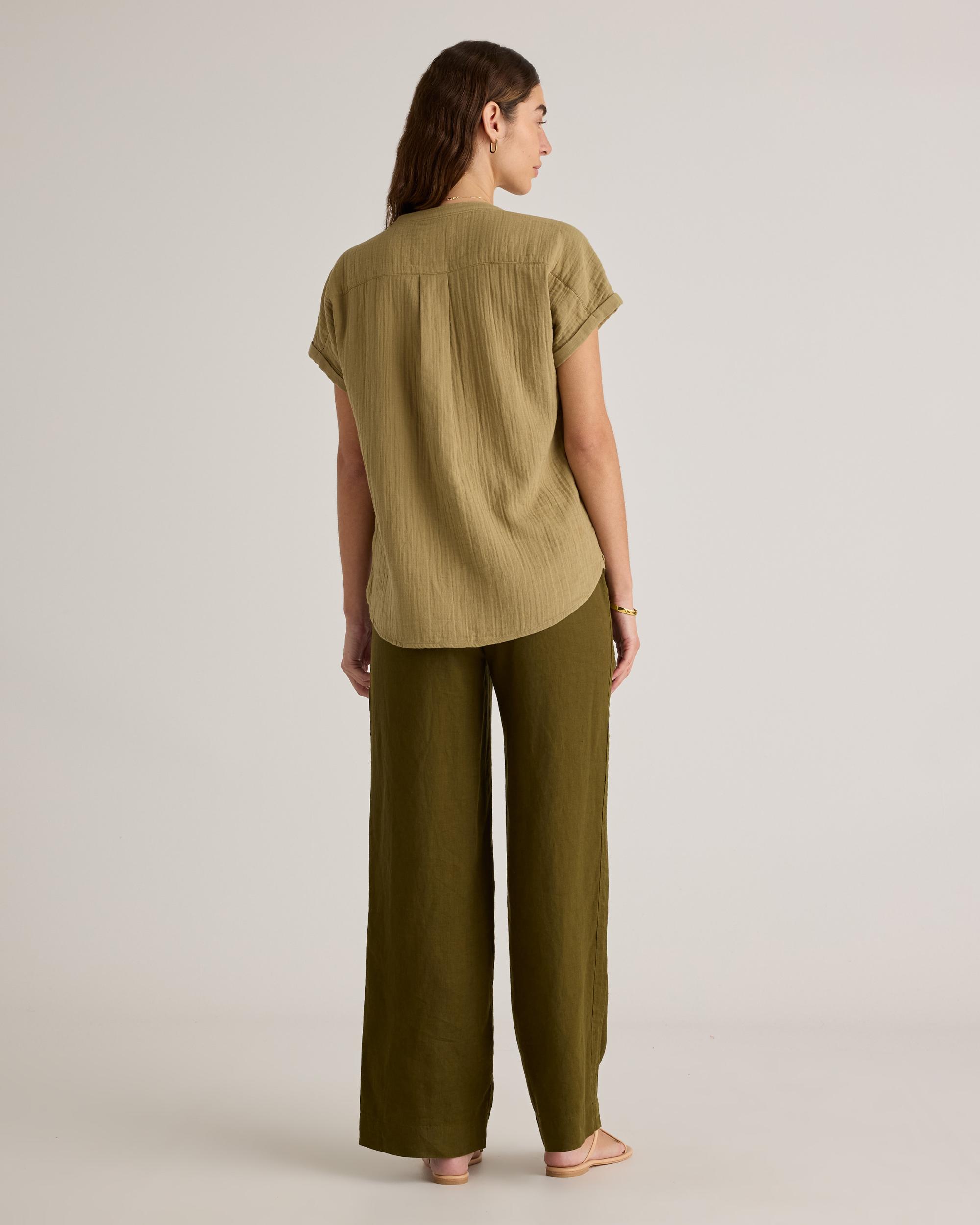 Quince | Women's Gauze Roll Sleeve Shirt Size XS, Organic Cotton Product Image