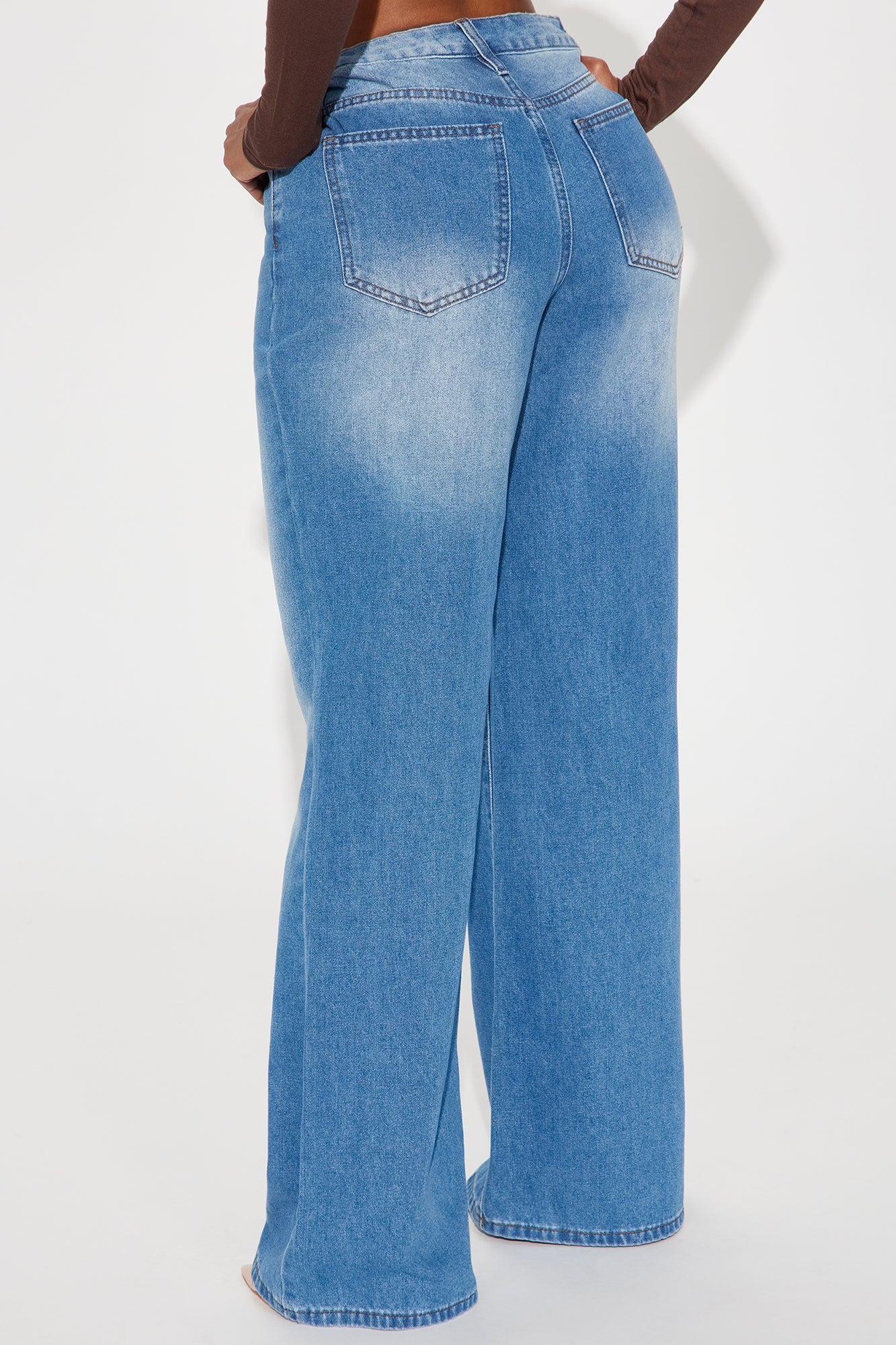 Jaylen Non Stretch Button Up Wide Leg Jeans - Medium Wash Product Image