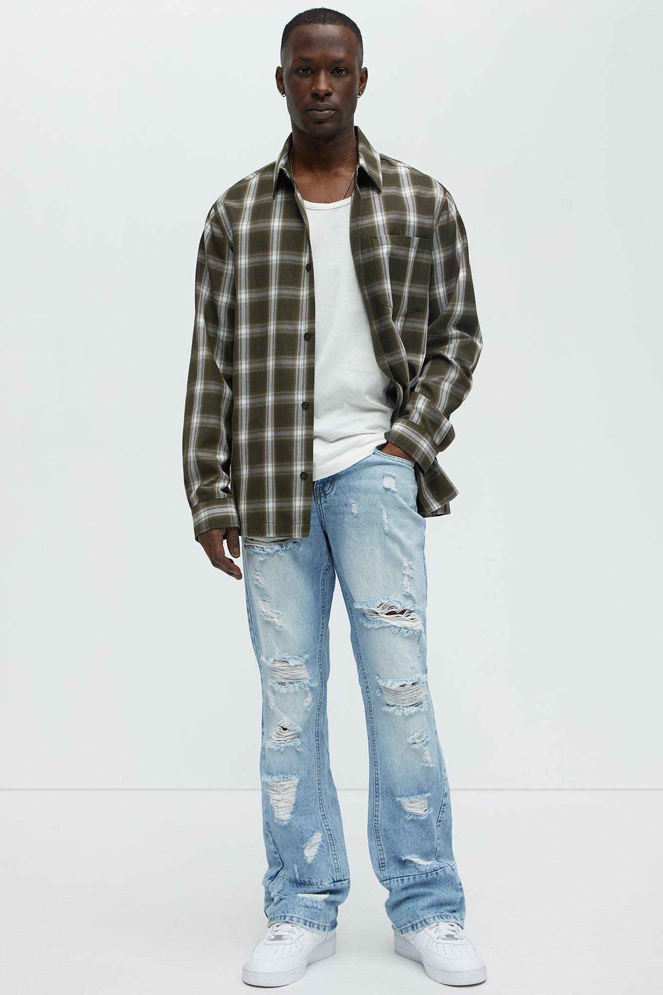 Might Go Ripped Stacked Slim Flare Jeans - Light Wash Product Image