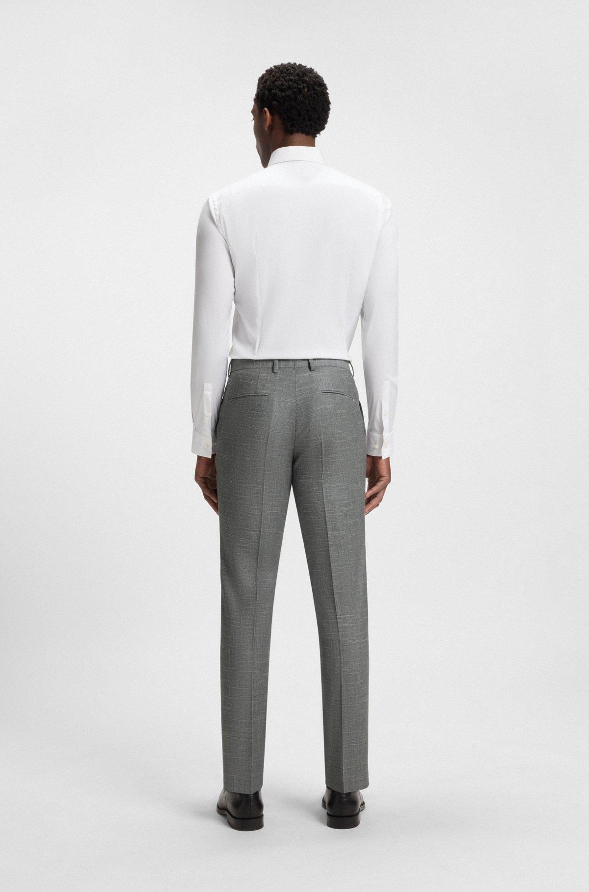 Slim-fit trousers in patterned wool Product Image