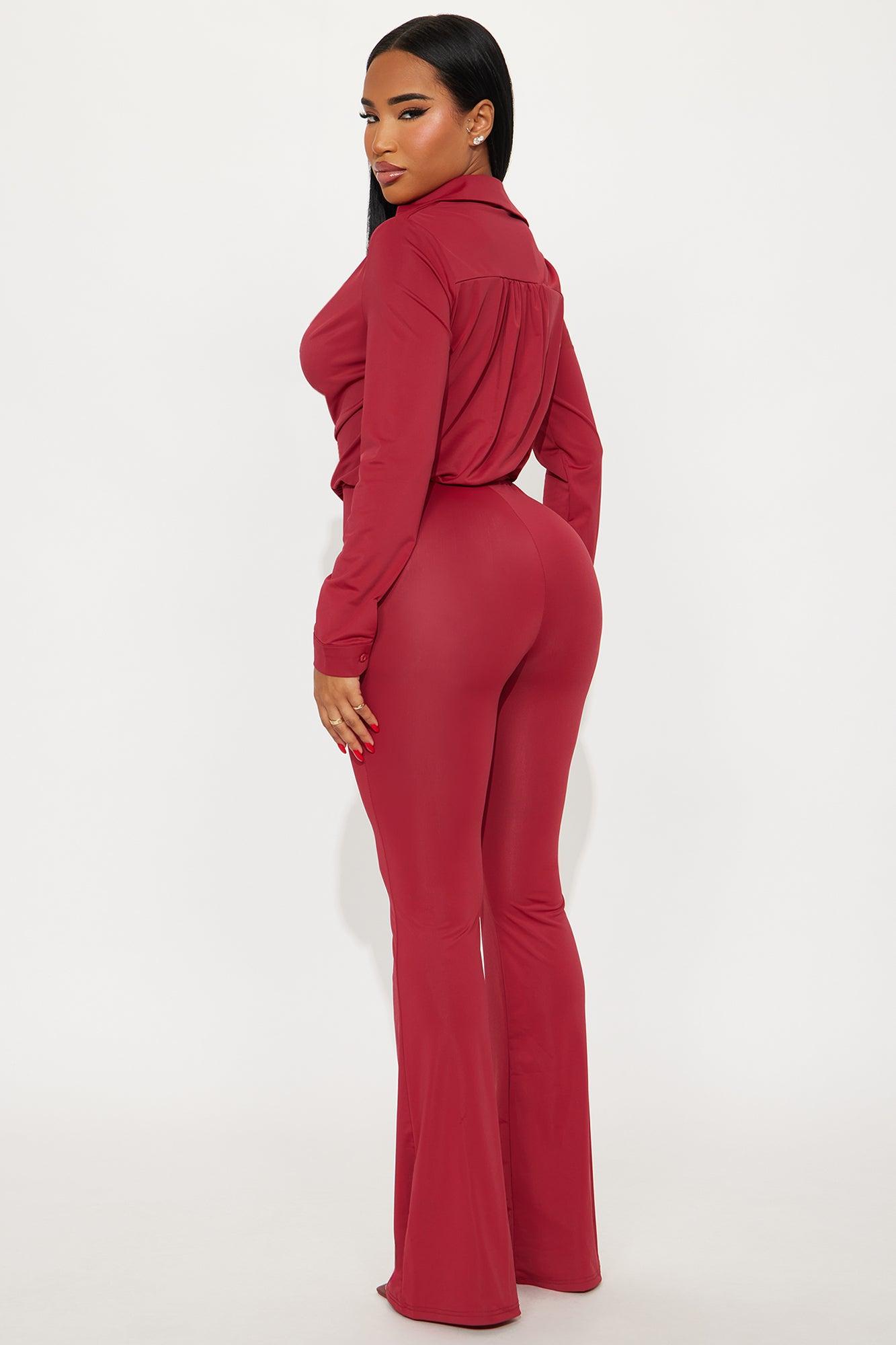 Claire Tricot Flare Jumpsuit - Red Female Product Image