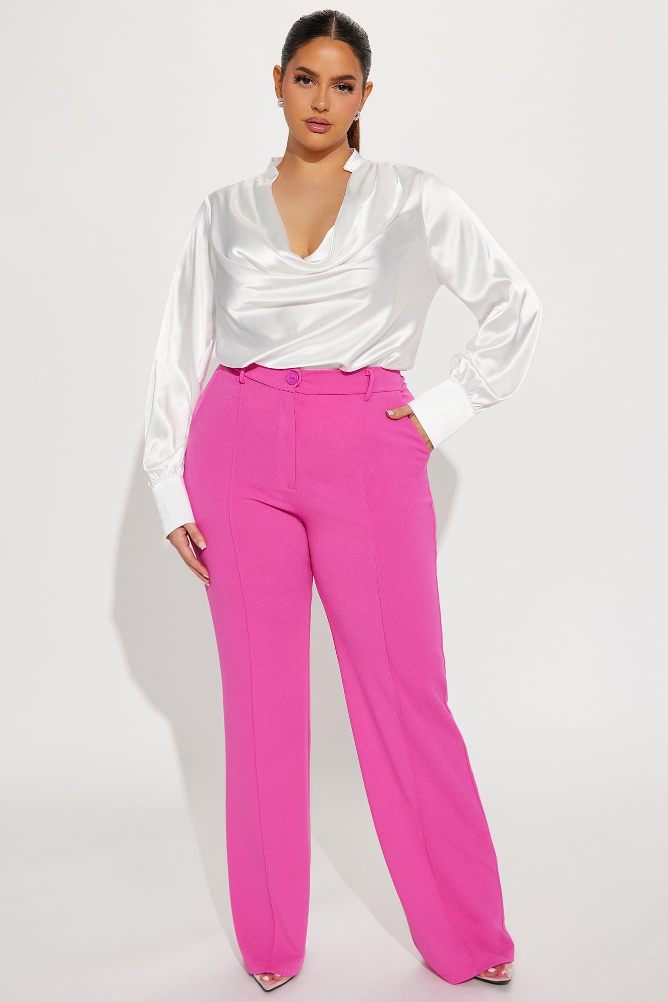 Heidi Wide Leg Trouser Pant - Fuchsia Product Image