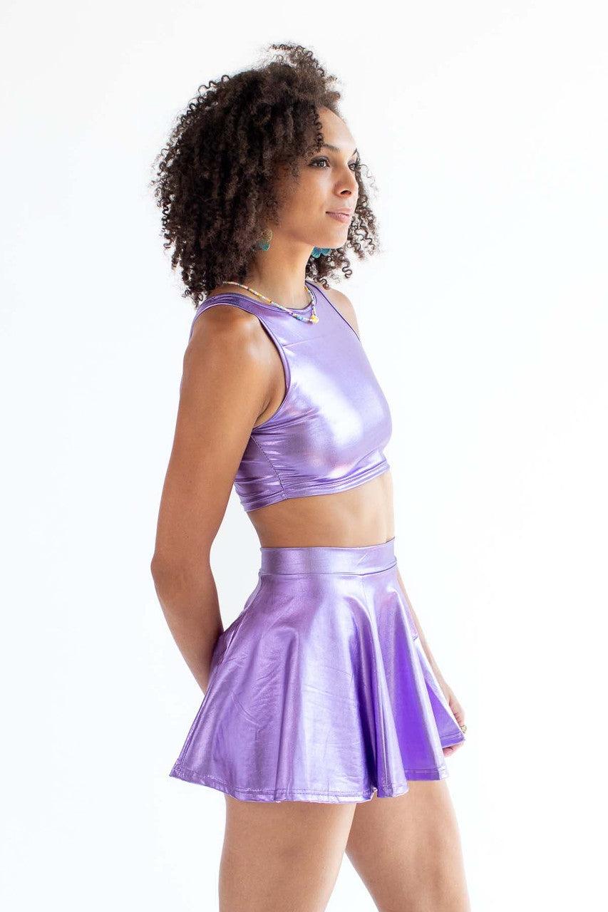 Metallic Lavender Racer Crop Tank Product Image