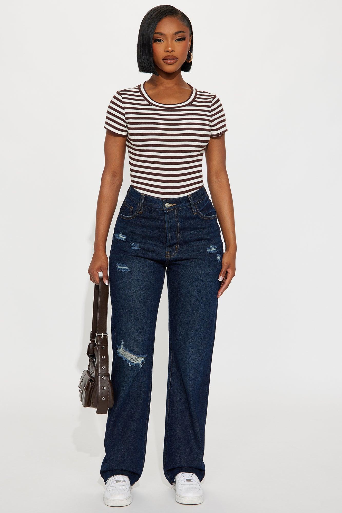 Kanoa Open Back Ribbed Bodysuit - Brown/combo Female Product Image