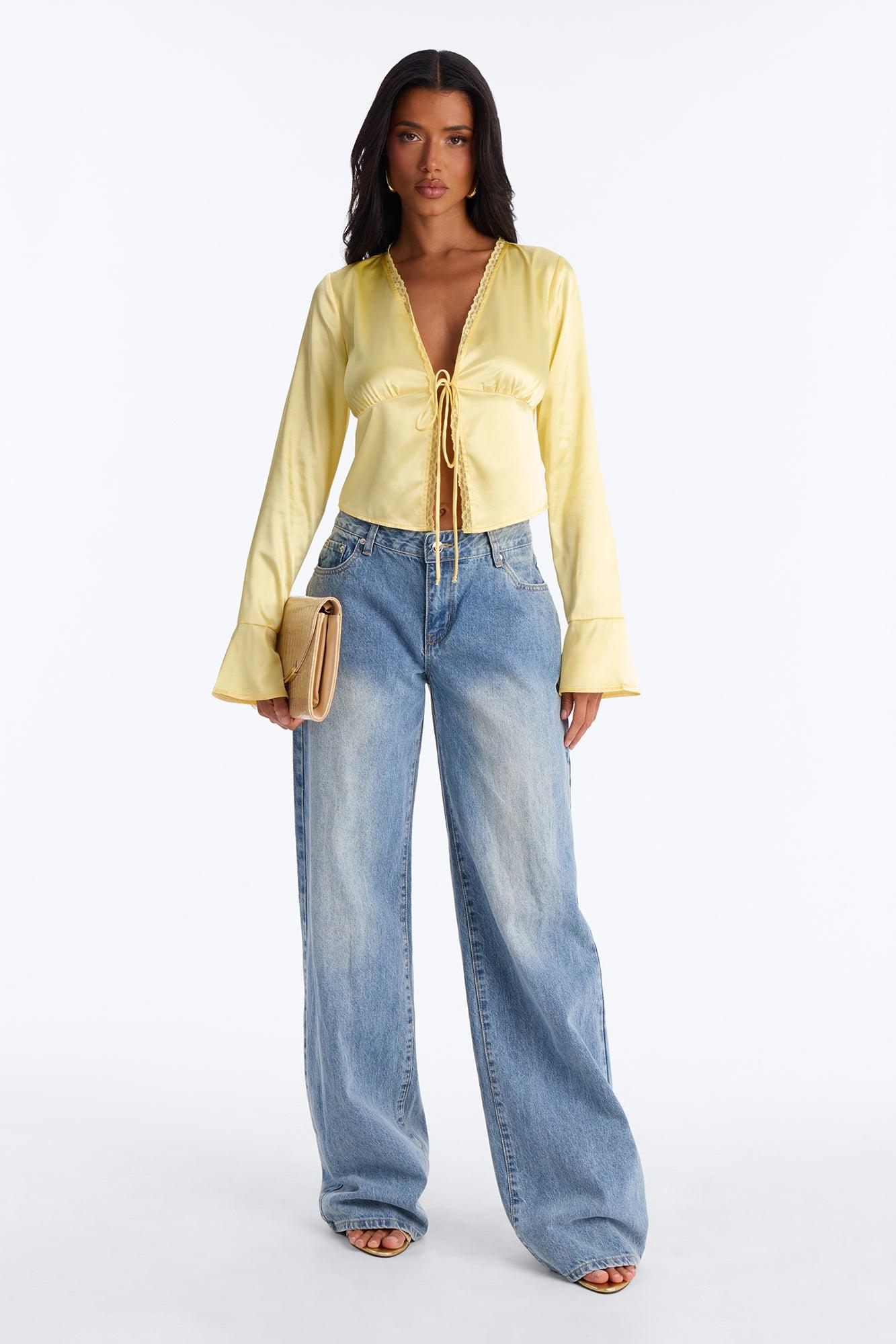 Gorgeously Beautiful Satin Top - Butter Yellow Female Product Image