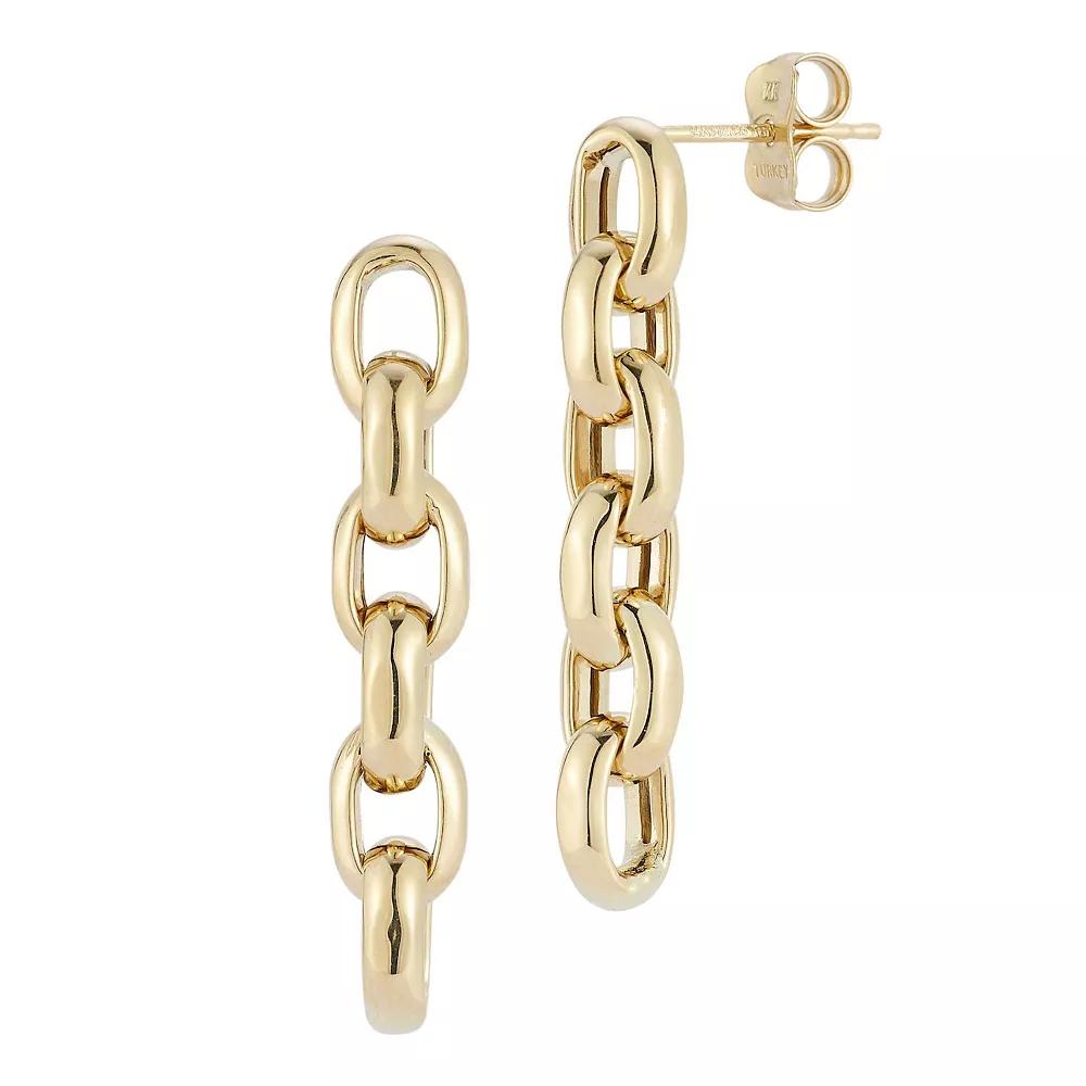 LUMINOR GOLD 14k Gold Dainty Link Long Drop Earrings, Women's Product Image