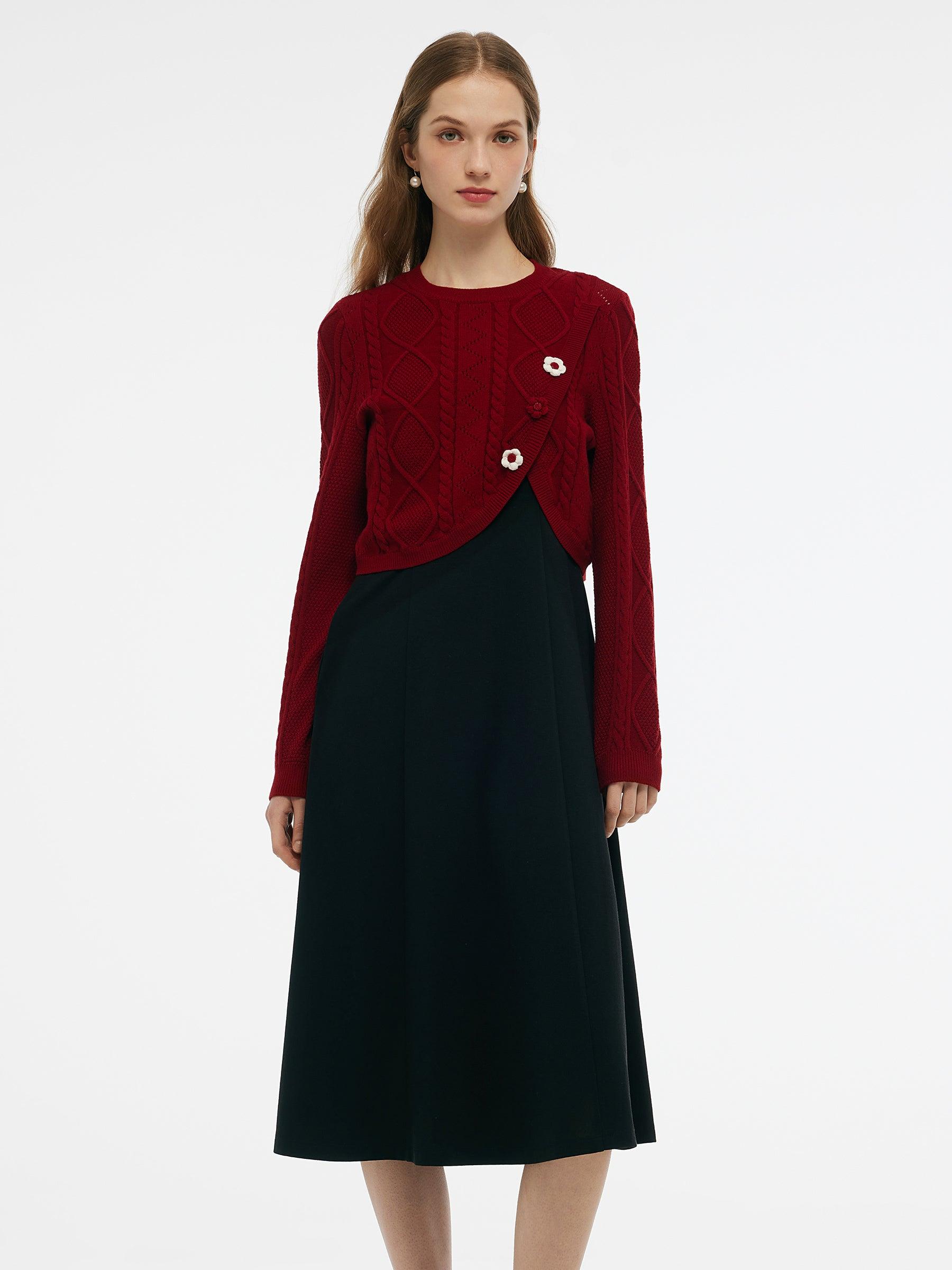 Lyocell Wool Blend Sweater And Knit Vest Dress Two-Piece Set Product Image