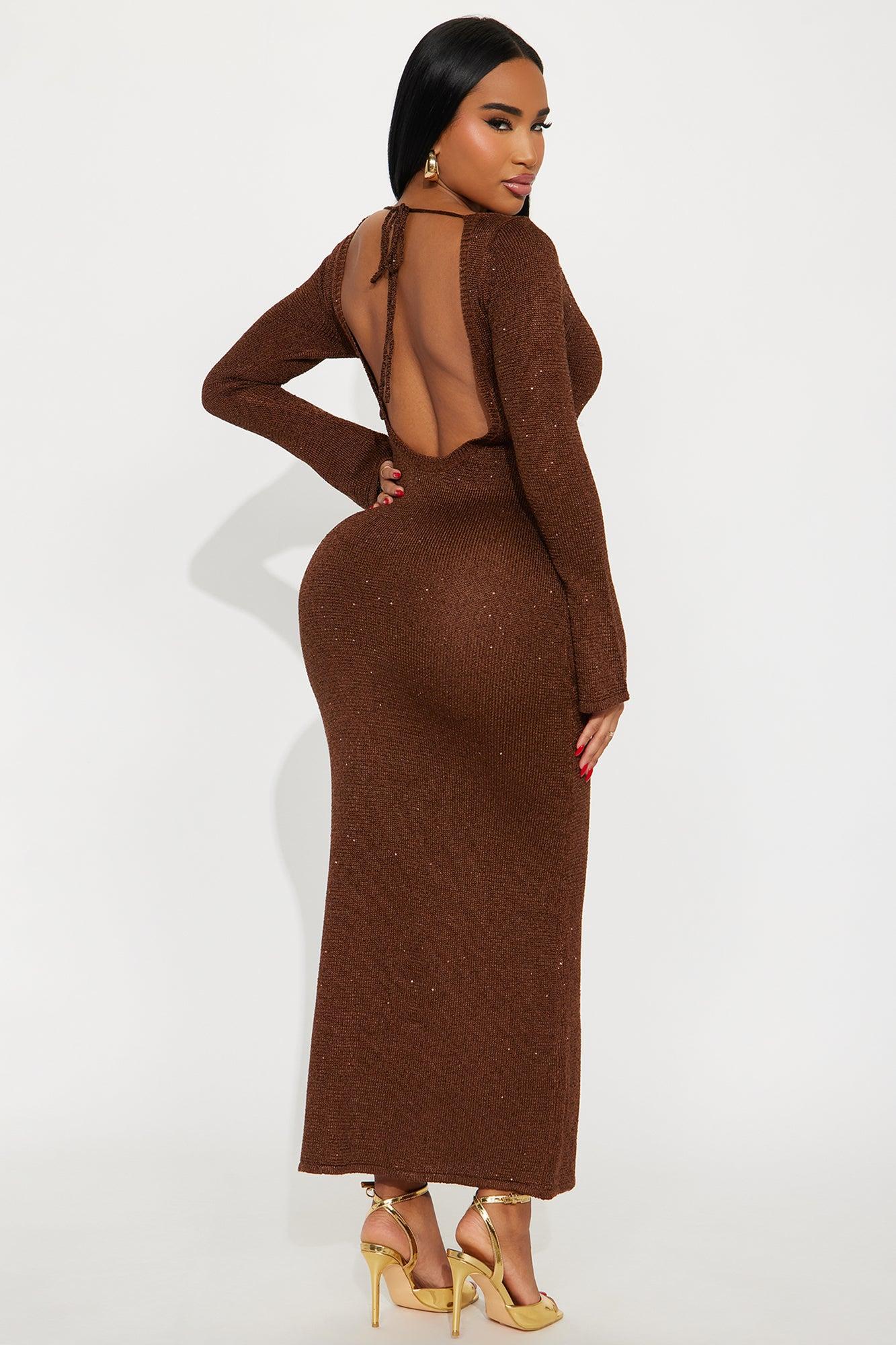 Natalie Crochet Maxi Dress - Brown Female Product Image