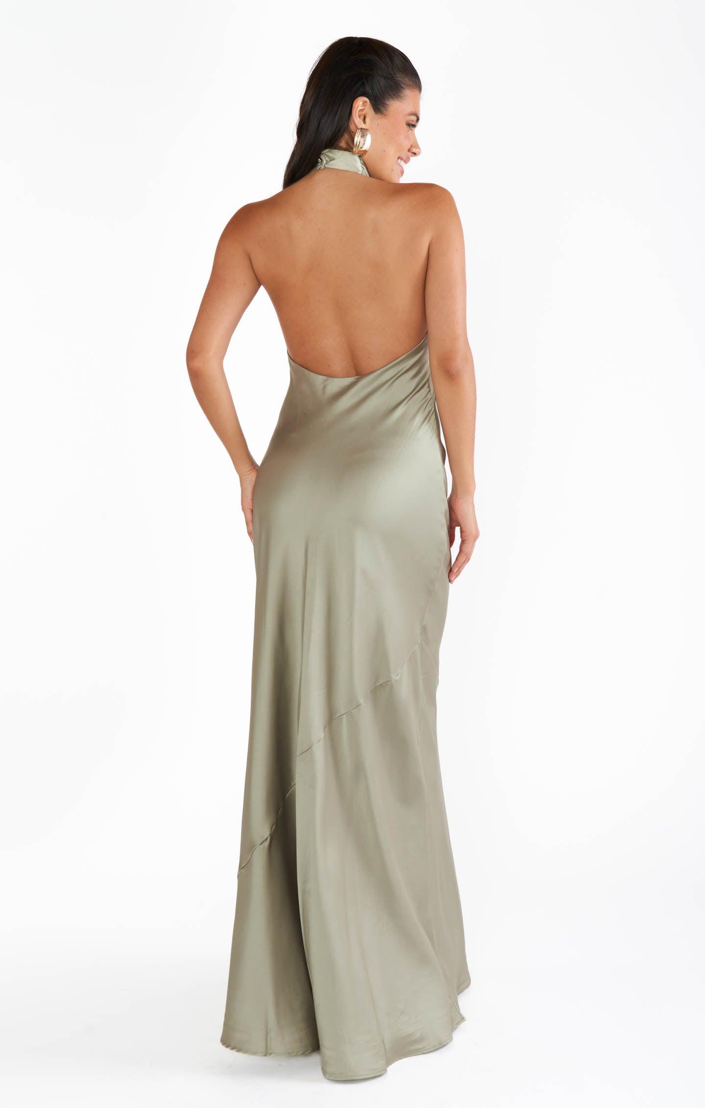 Jasmine Halter Maxi Dress ~ Ivory Luxe Satin Product Image