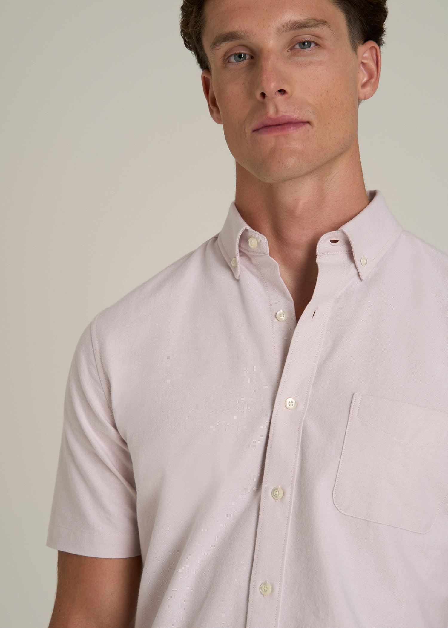 Short Sleeve Oxford Button Shirt For Tall Men in Burnished Lilac Male Product Image