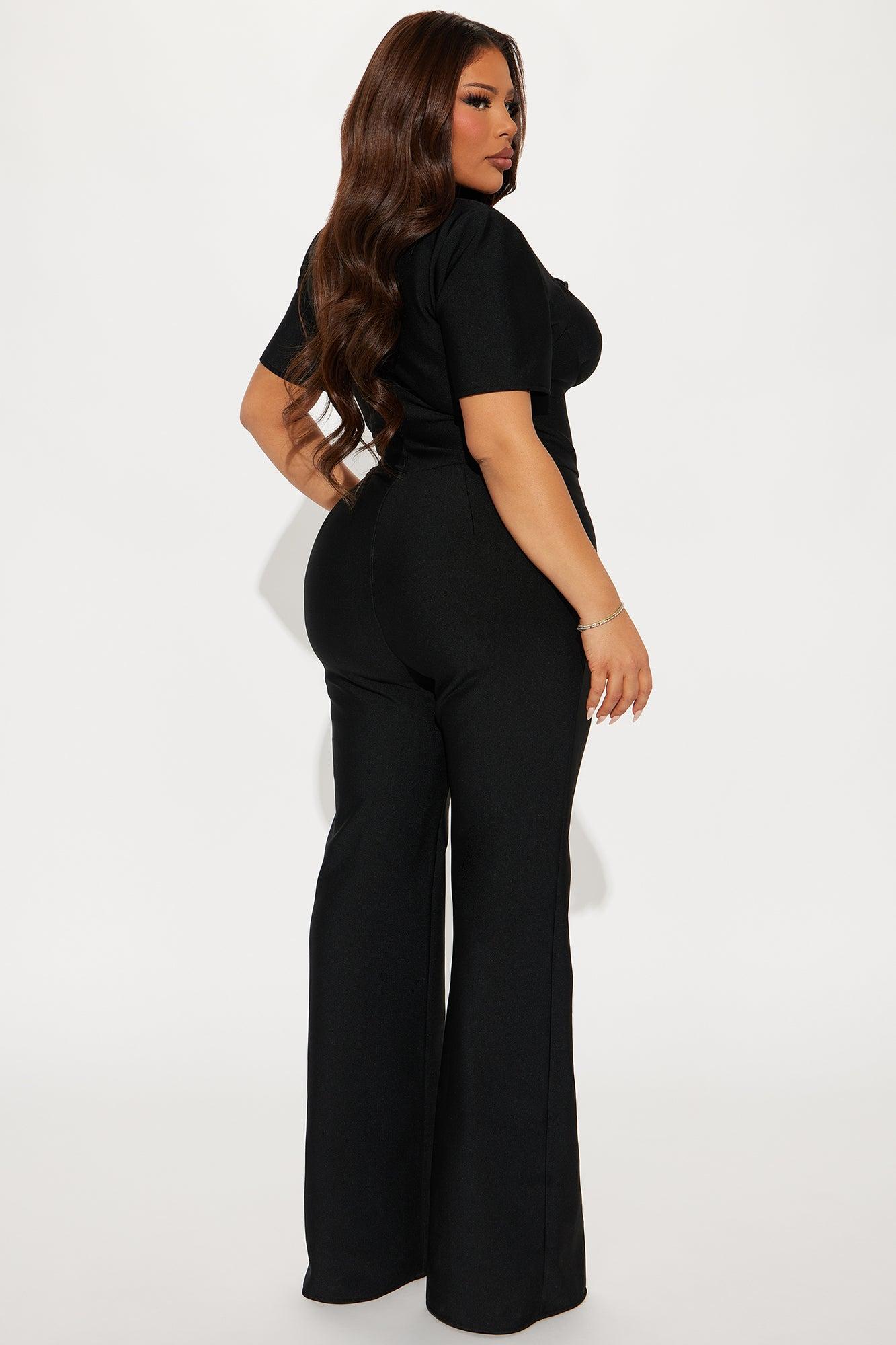 Watch Me Deep V Jumpsuit - Black Product Image
