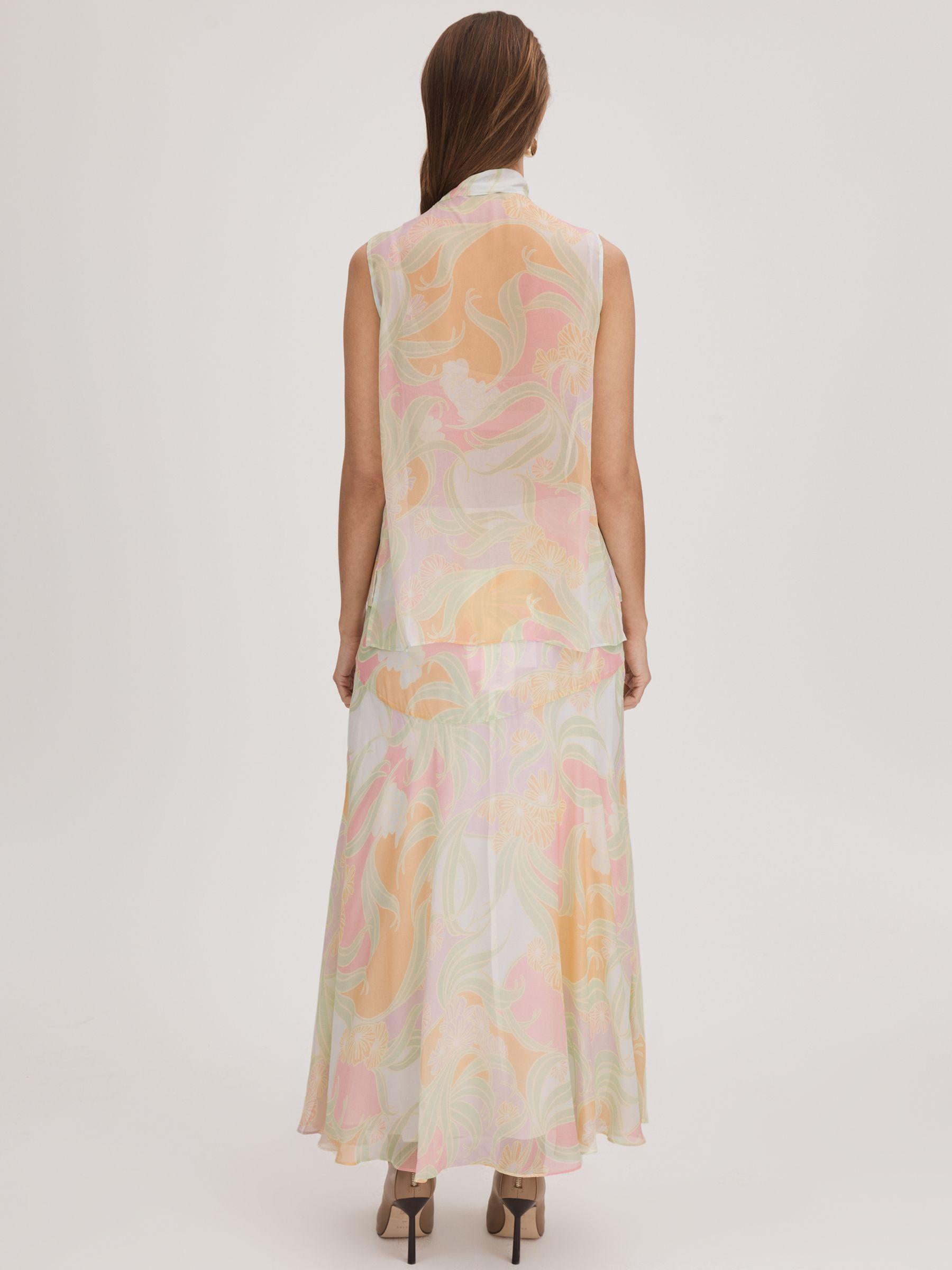 Florere Printed Tie Neck Top in Multi Product Image