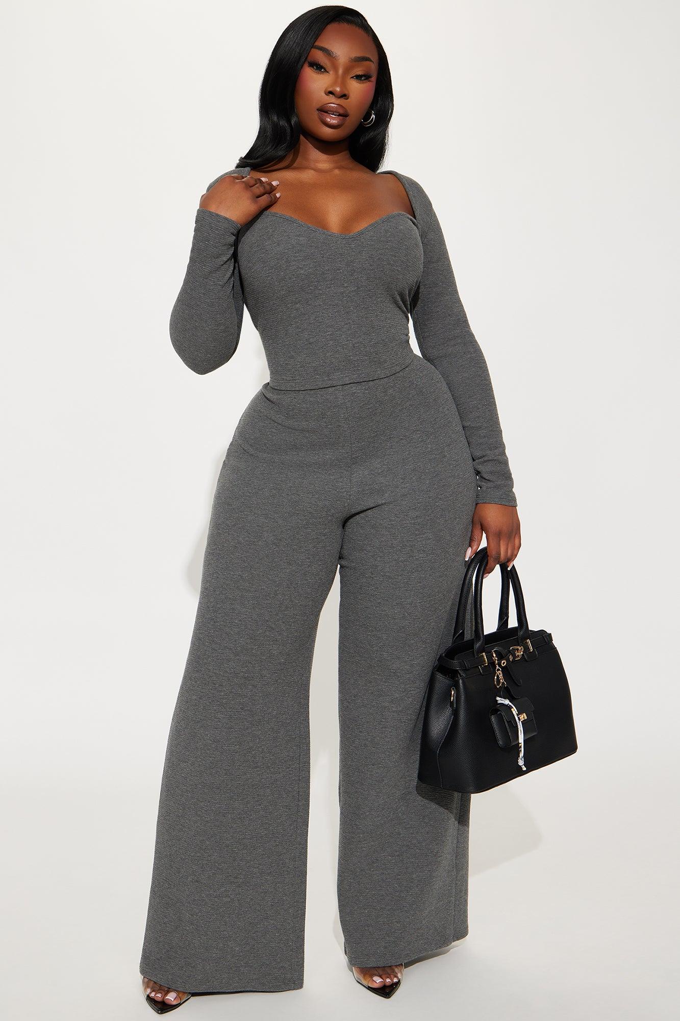 Everyday Ease Thermal Pant Set - Charcoal Product Image
