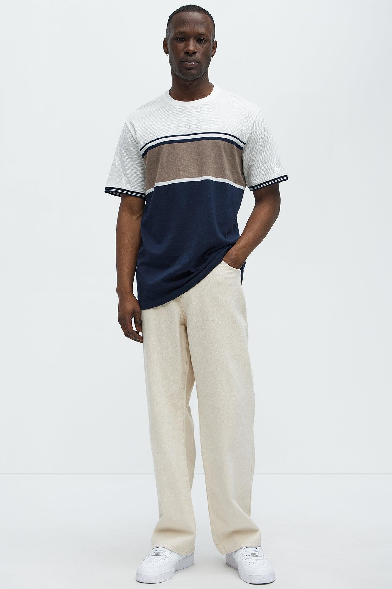 Colorblock Striped Short Sleeve Tee - Off White/combo Product Image