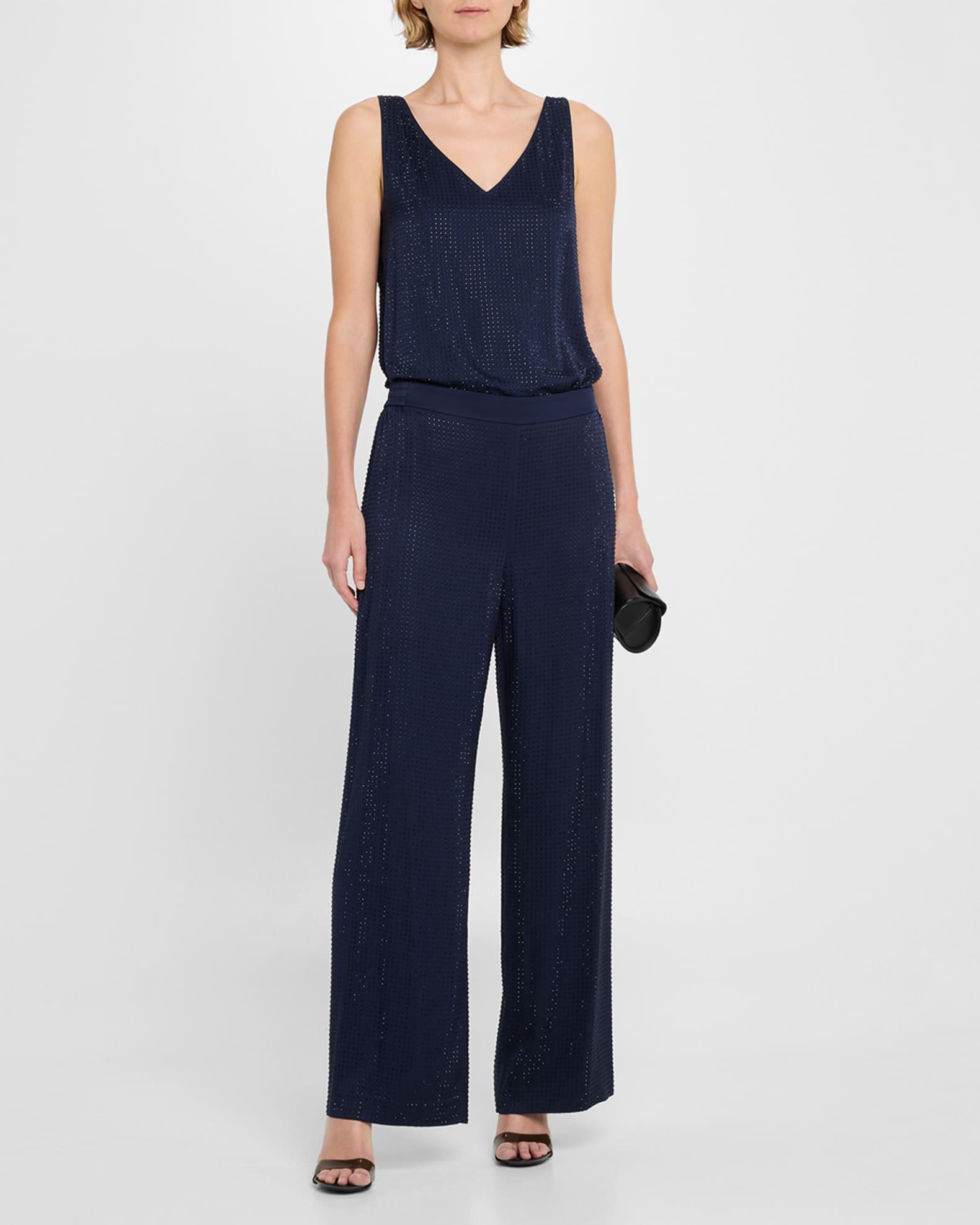 Wide-Leg Rhinestone Pants Product Image