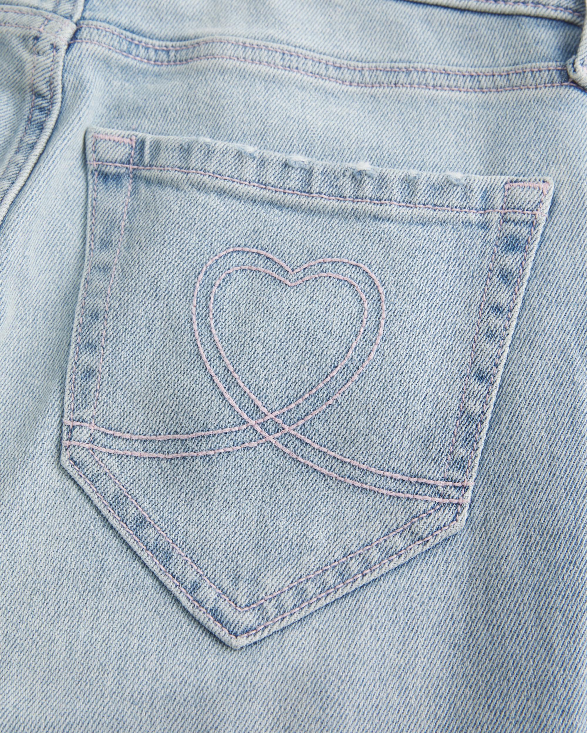 High-Rise Light Wash Heart Stitch Flare Jeans Product Image