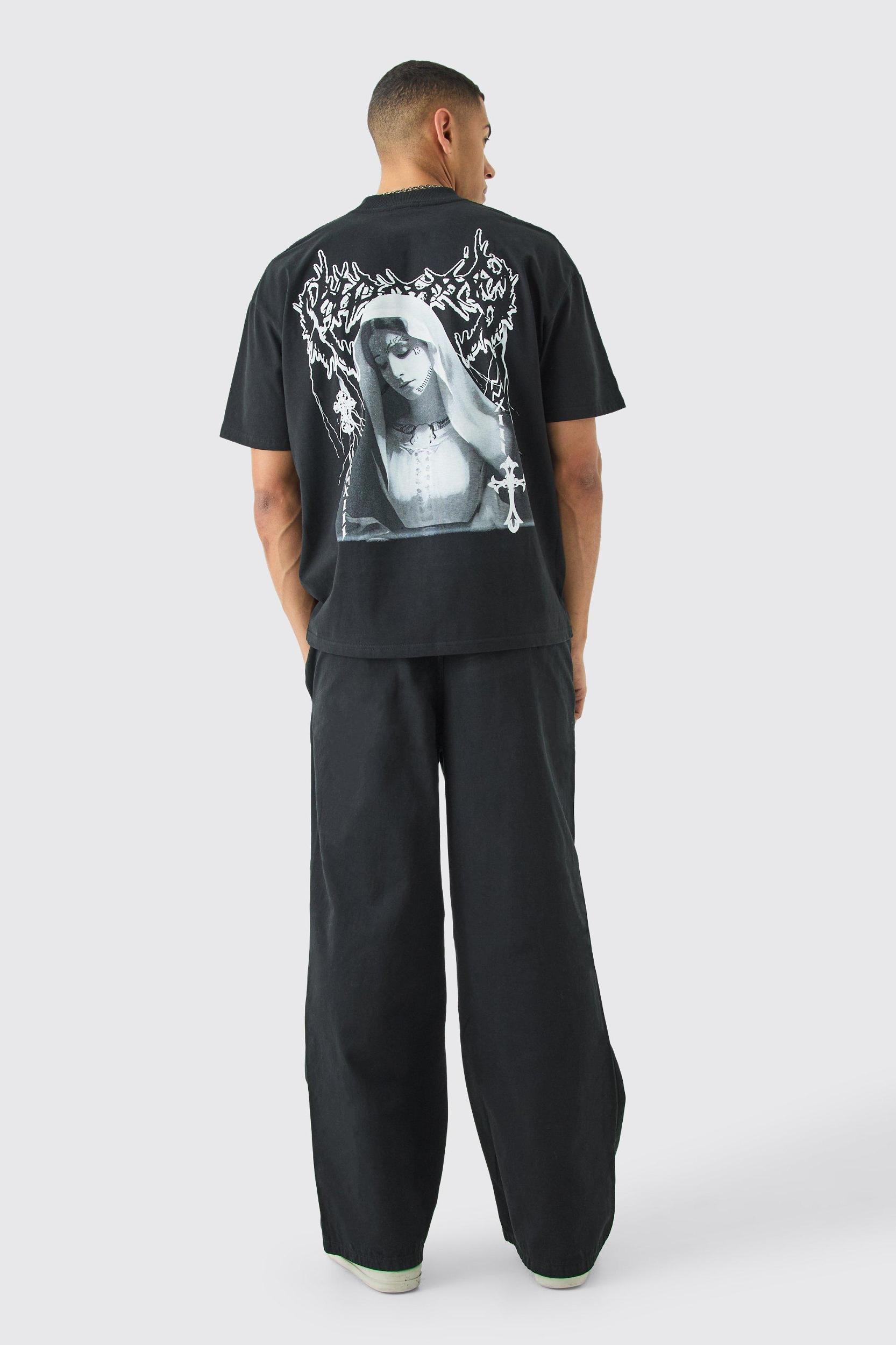 Elasticated Waist Contrast Drawcord Baggy Pants | boohooMAN USA Product Image