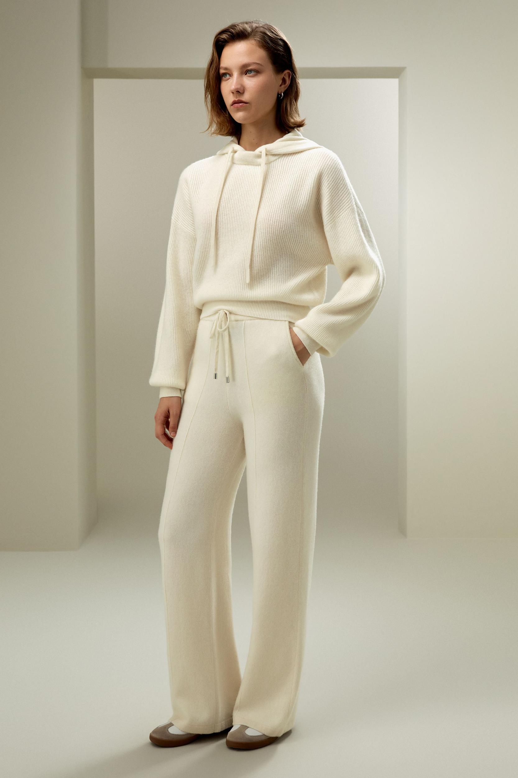 LILYSILK Women Cashmere Sweatshirt Womens - White 100% Cashmere - Comfort Round Neck Sweater XL Product Image