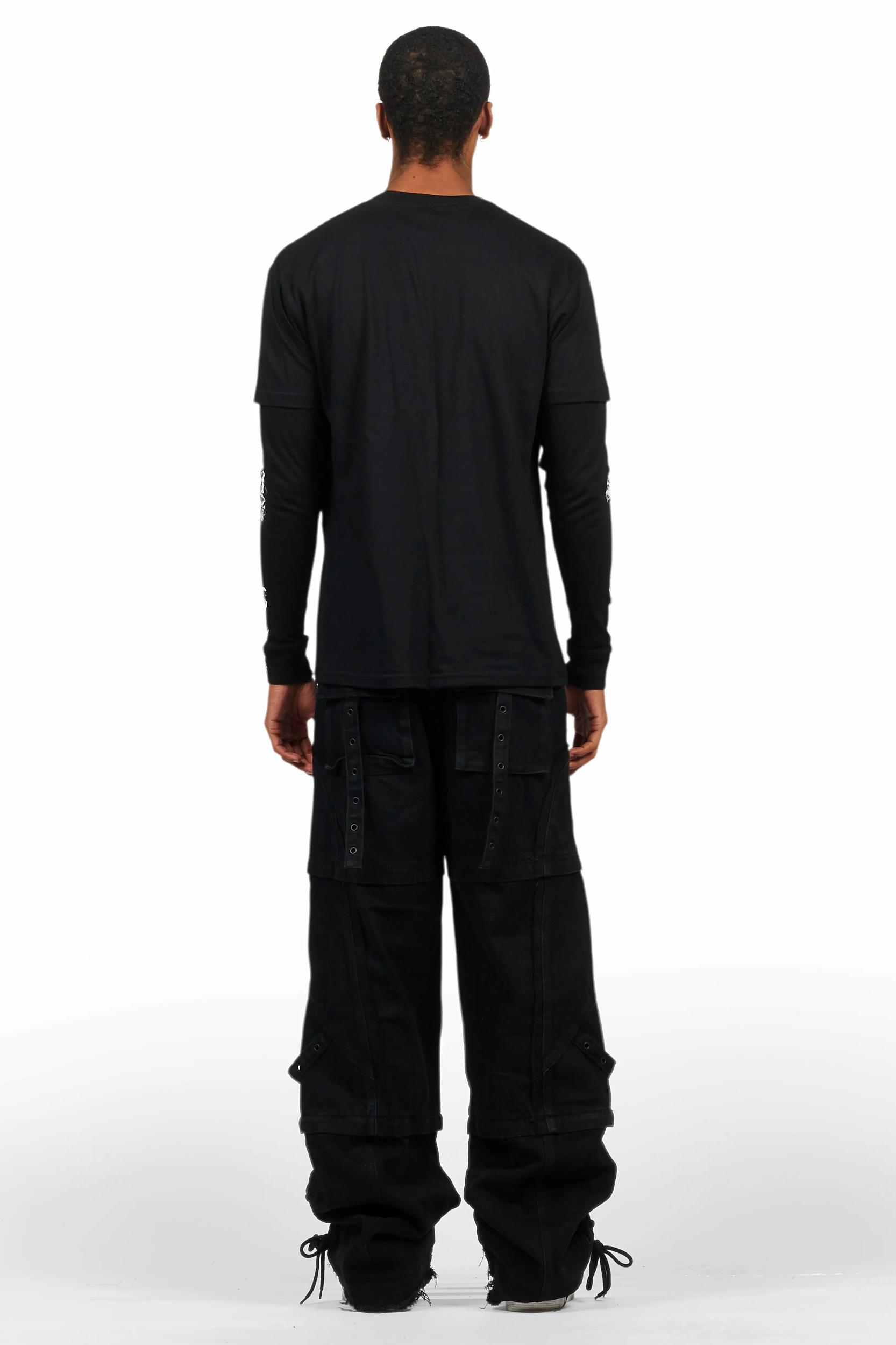 Three Maxi Jet Black Baggy Fit Jean Male Product Image