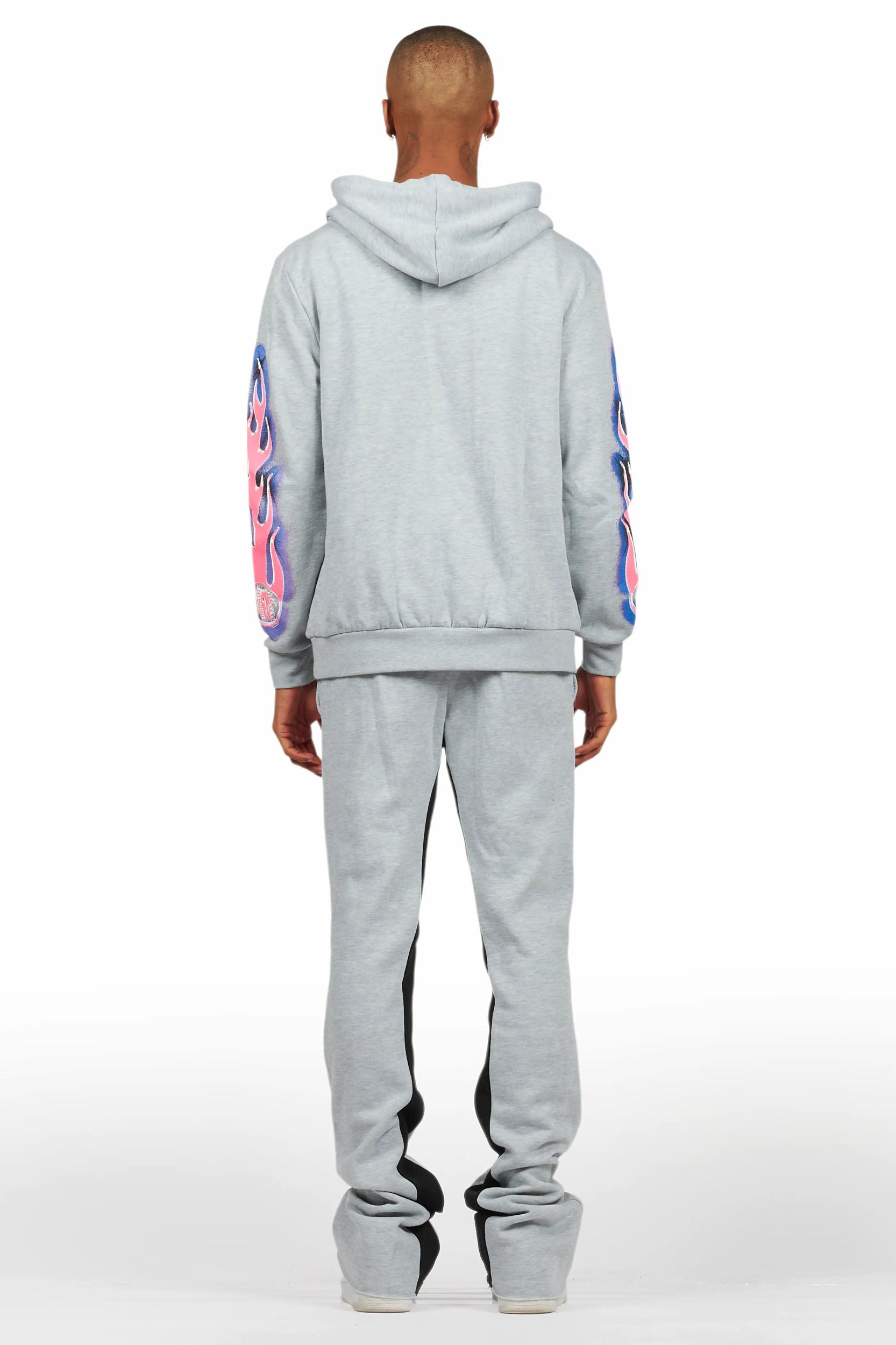 Cairo Heather Grey Hoodie/Baggy Track Pant Set Male Product Image