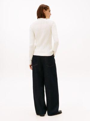 Crest Logo Cable Knit Zip Cardigan Product Image
