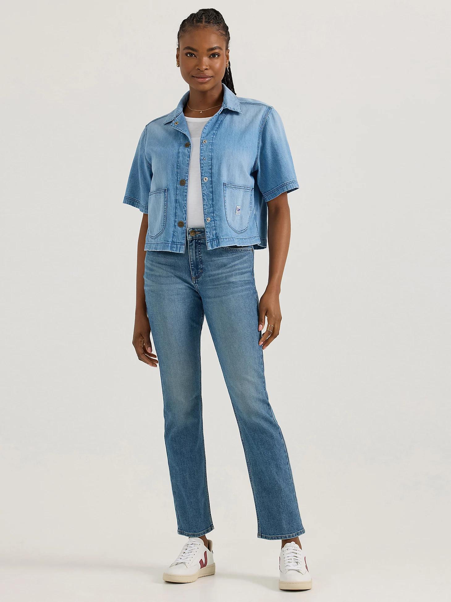 Women's Crop Denim Chore Shirt | Women's Tops & Tees | Lee® Product Image