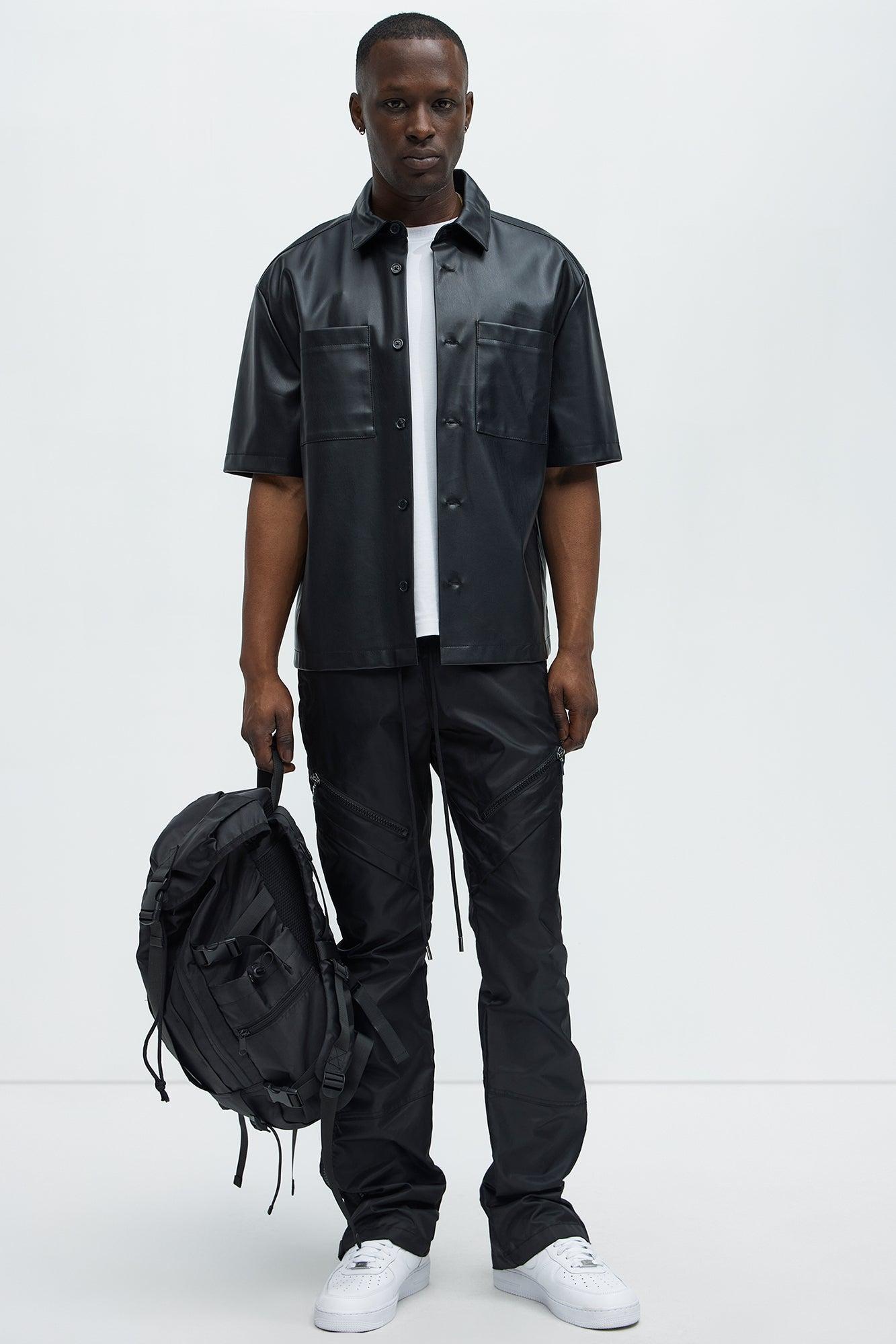 Play The Track Stacked Slim Flare Nylon Pants - Black Product Image