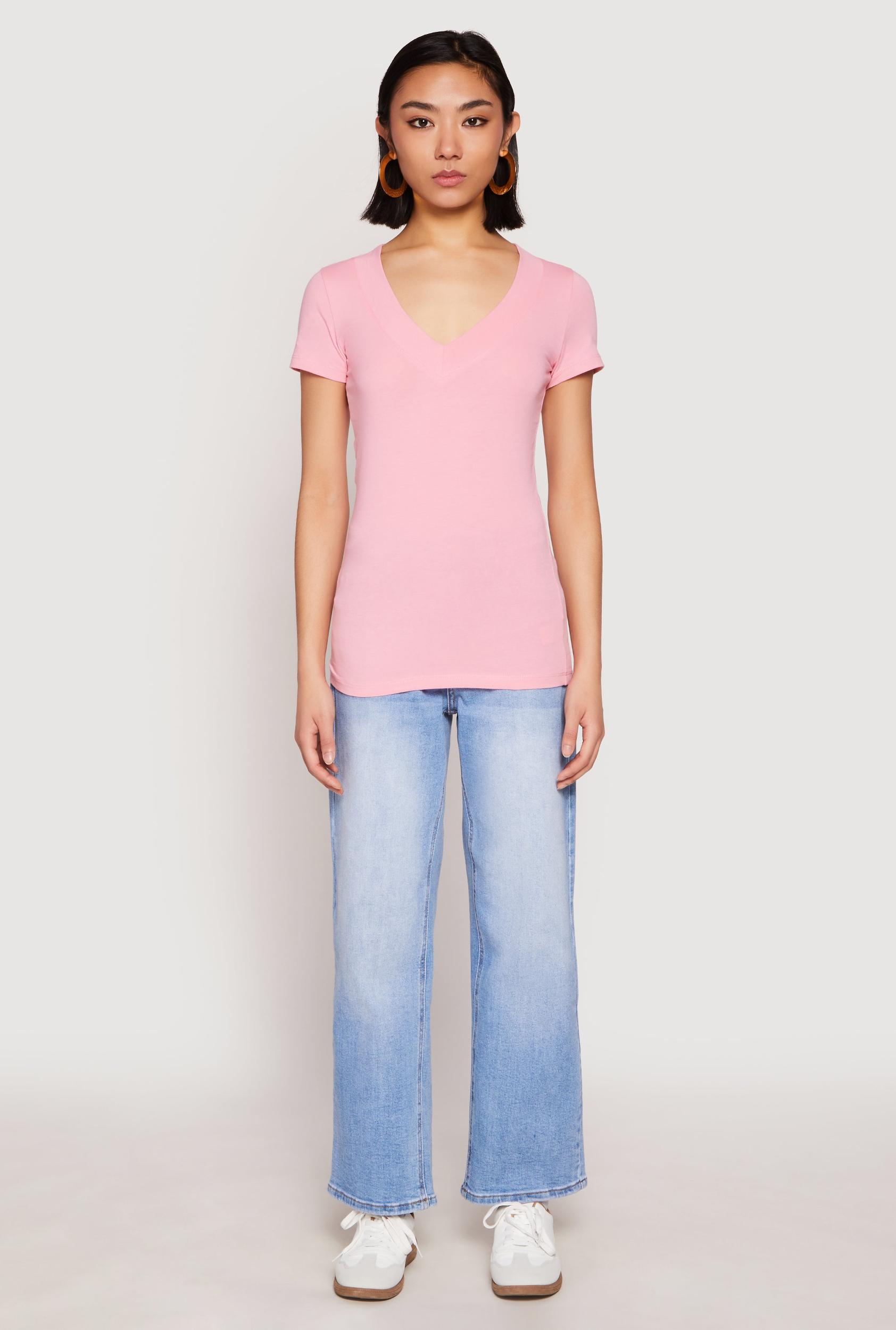 Womens Short Sleeve V Neck T Shirt Product Image