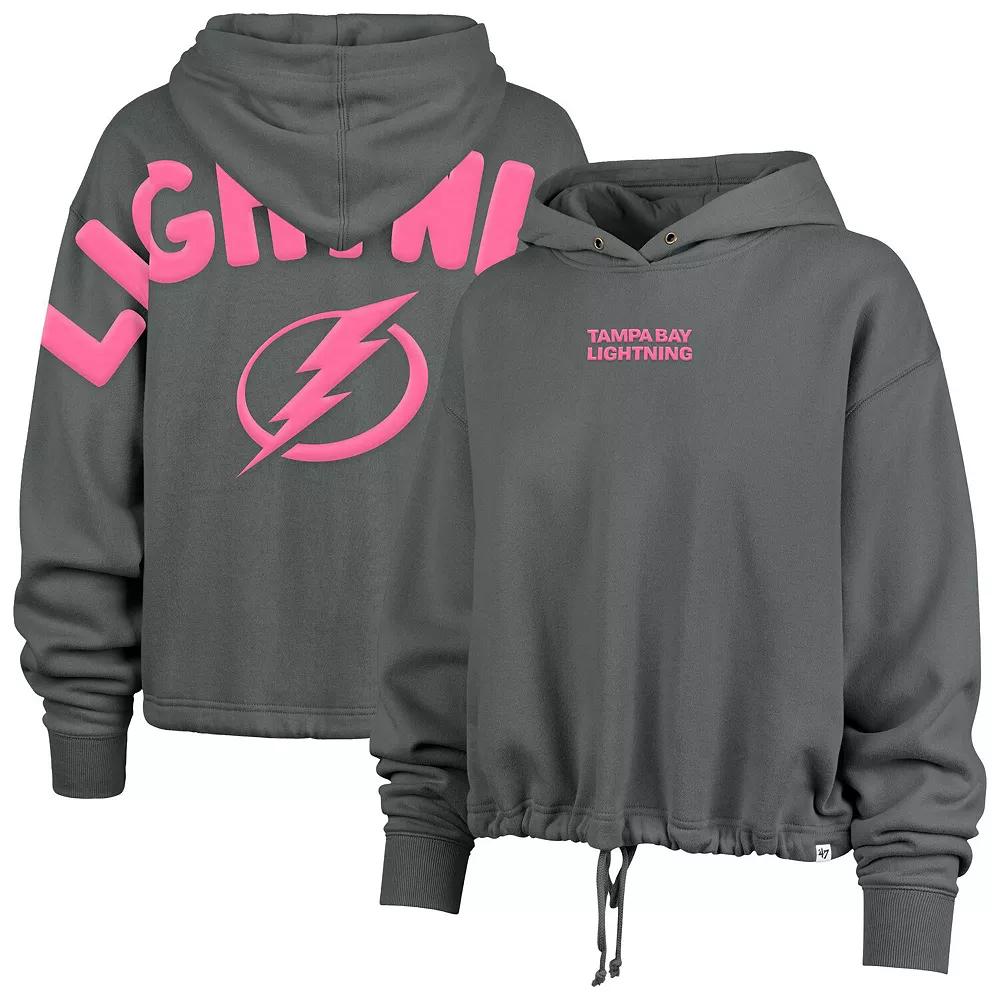 Women's '47 Gray Tampa Bay Lightning Bright Side Venice Cropped Pullover Hoodie,  Product Image