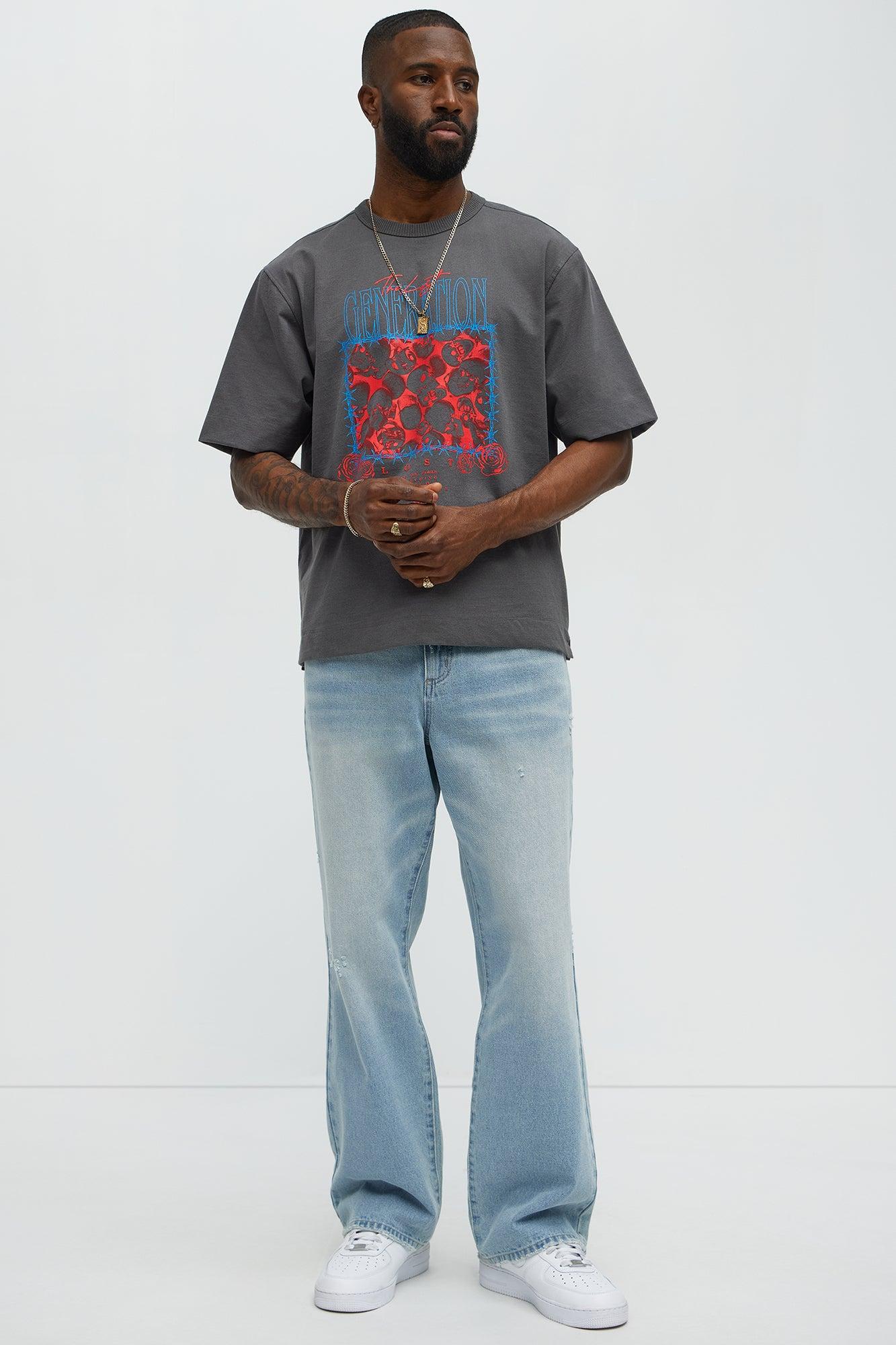 Lost Generation Oversized Short Sleeve Tee - Dark Grey Male Product Image