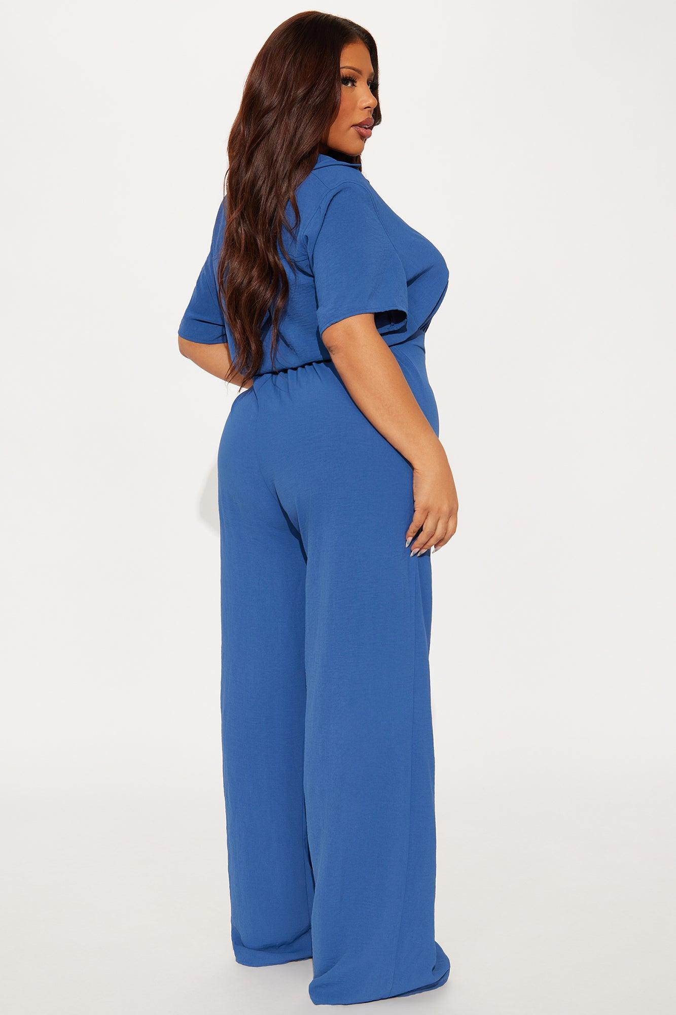 Makenzie Short Sleeve Jumpsuit - SlateBlue Female Product Image