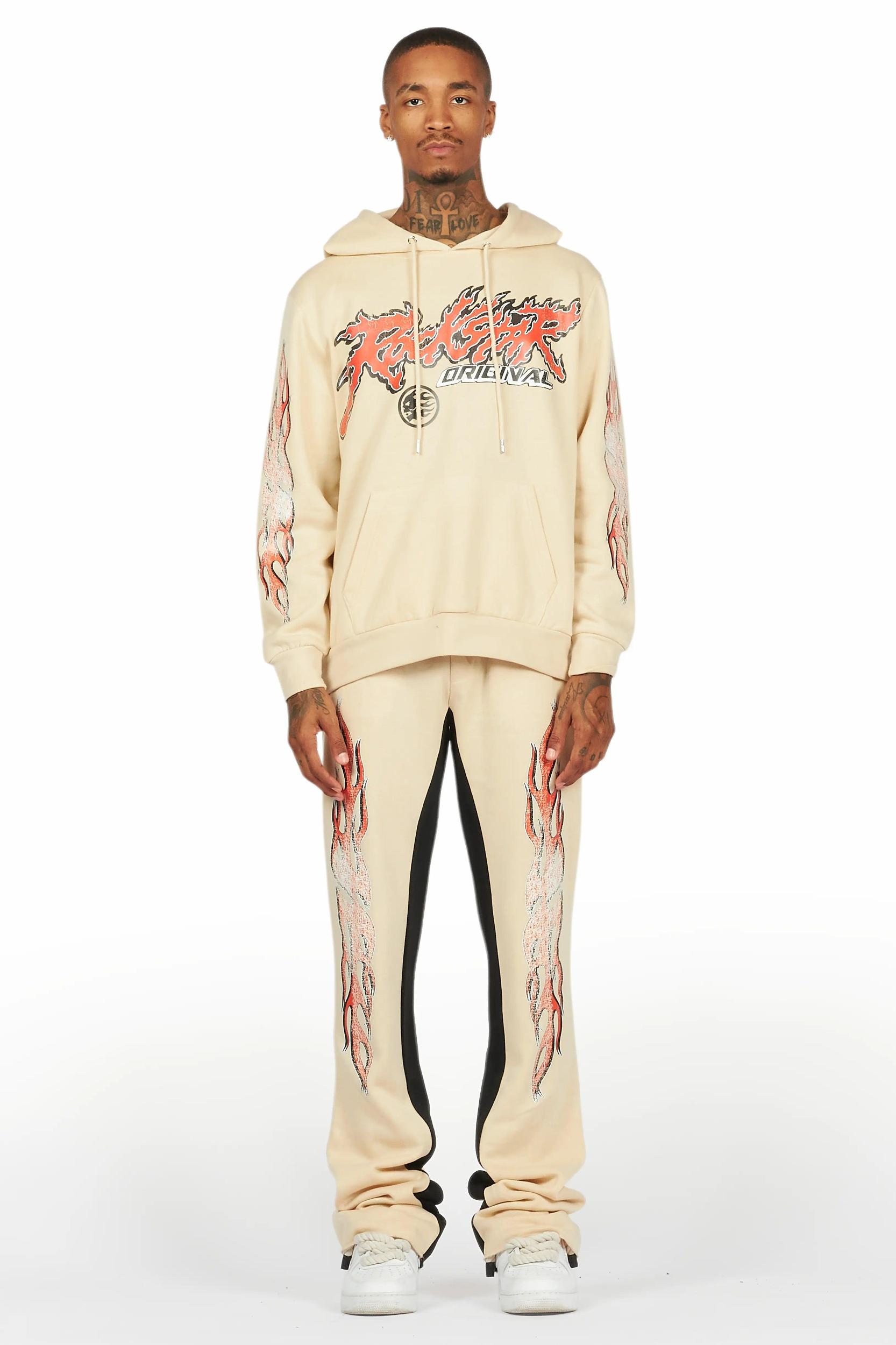 Yash Beige Hoodie Baggy Fit Pant Track Set Male Product Image