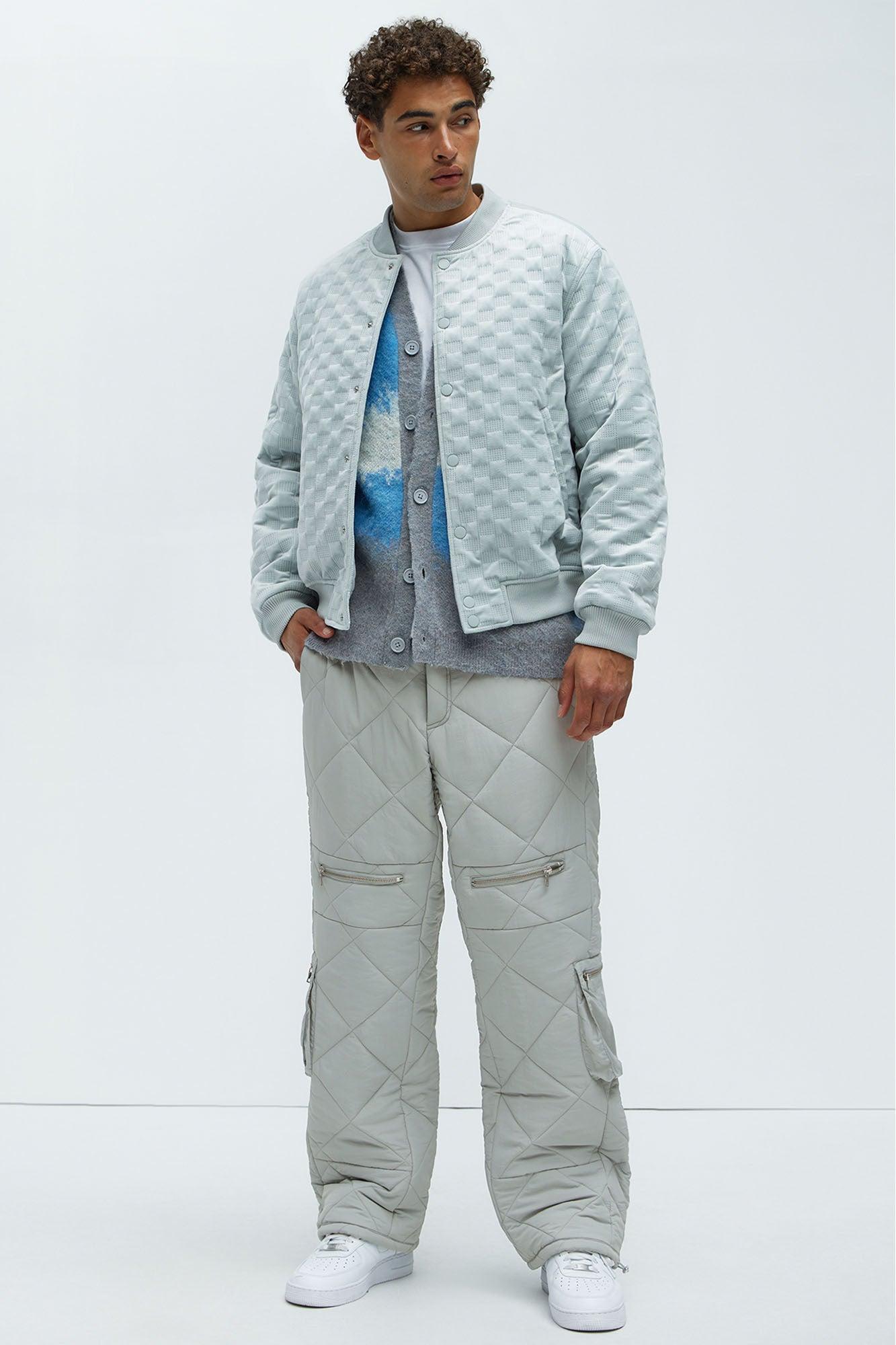 Dayton Straight Quilted Cargo Pants - Grey Product Image