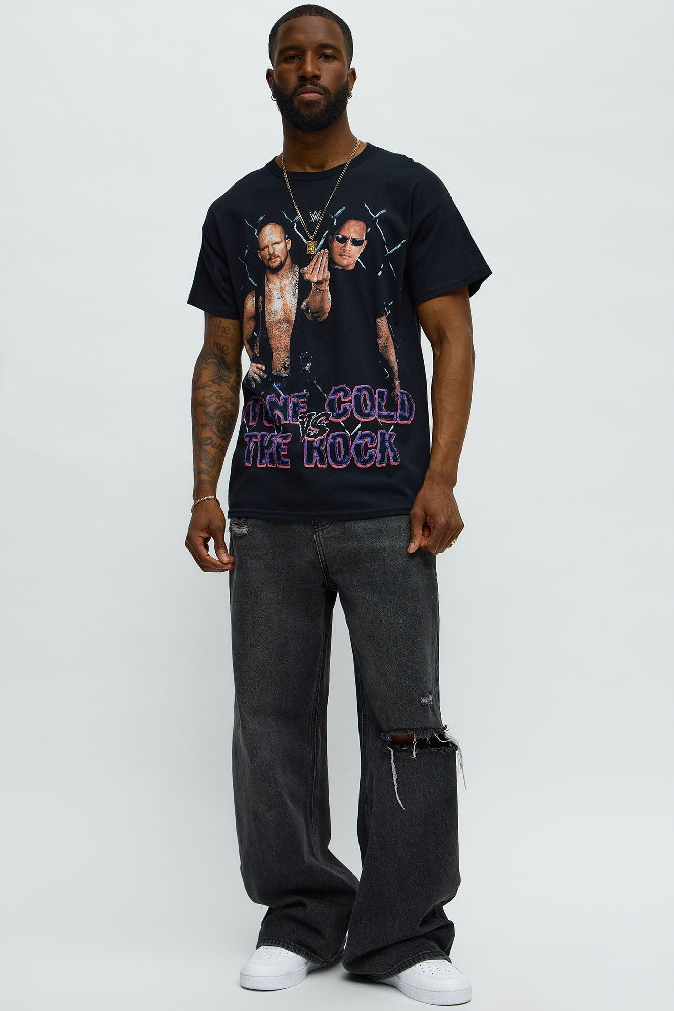 WWE Stone Cold Vs The Rock Short Sleeve Tee - Black Product Image