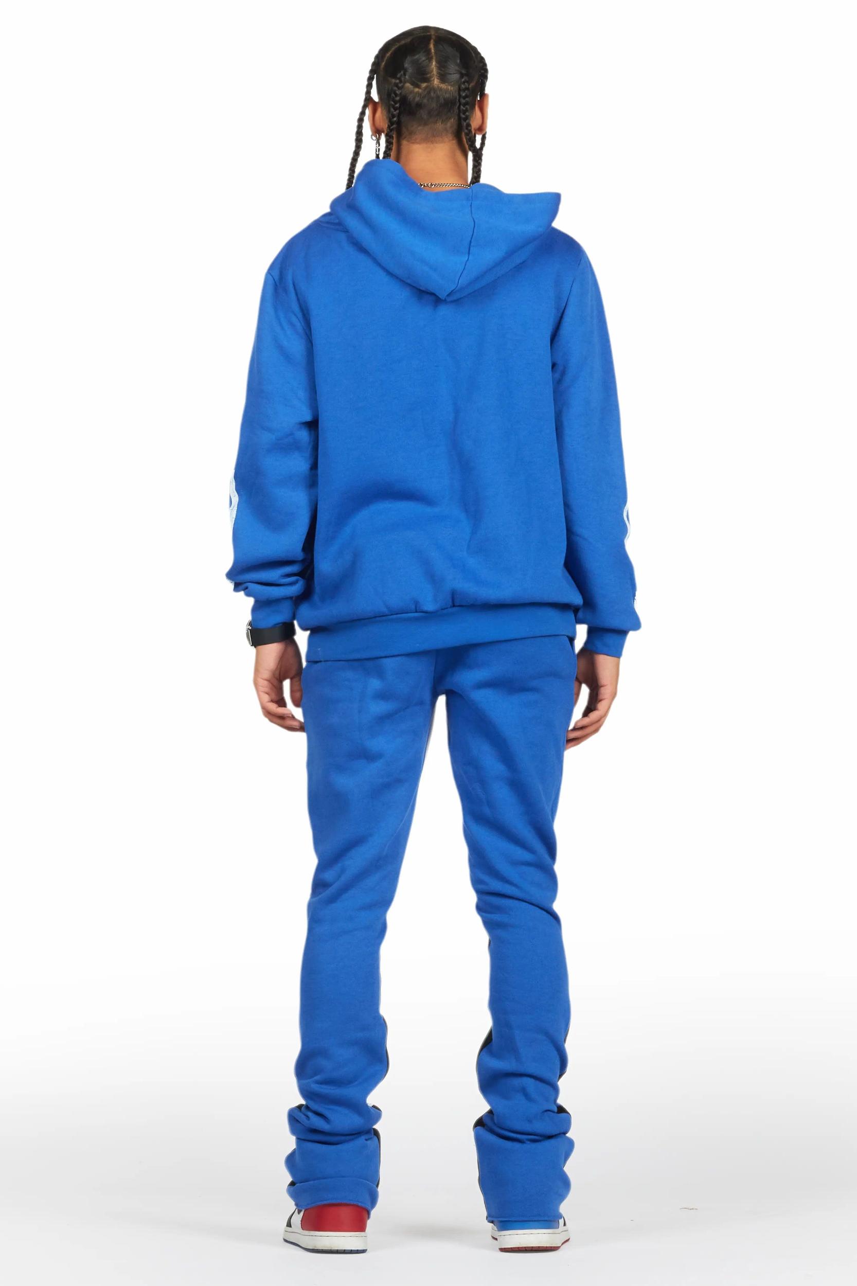 Amos Royal Blue Stacked Flare Hoodie Track Set Male Product Image