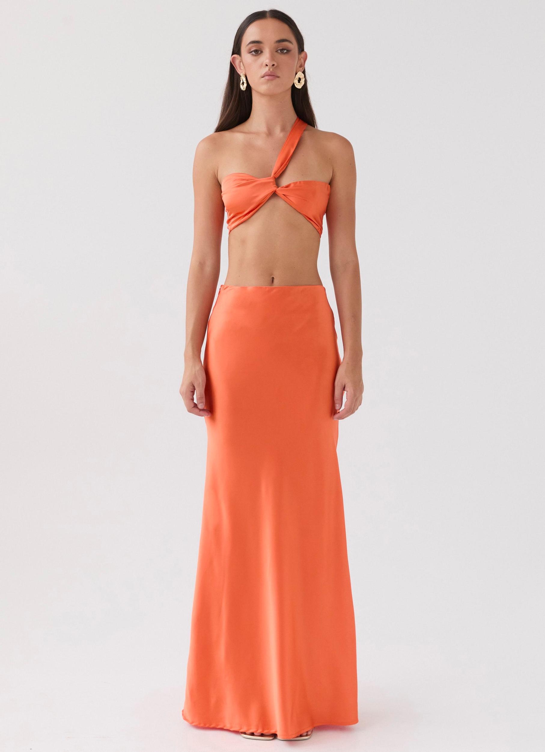 Hidden Oasis Satin Top - Tangerine Product Image