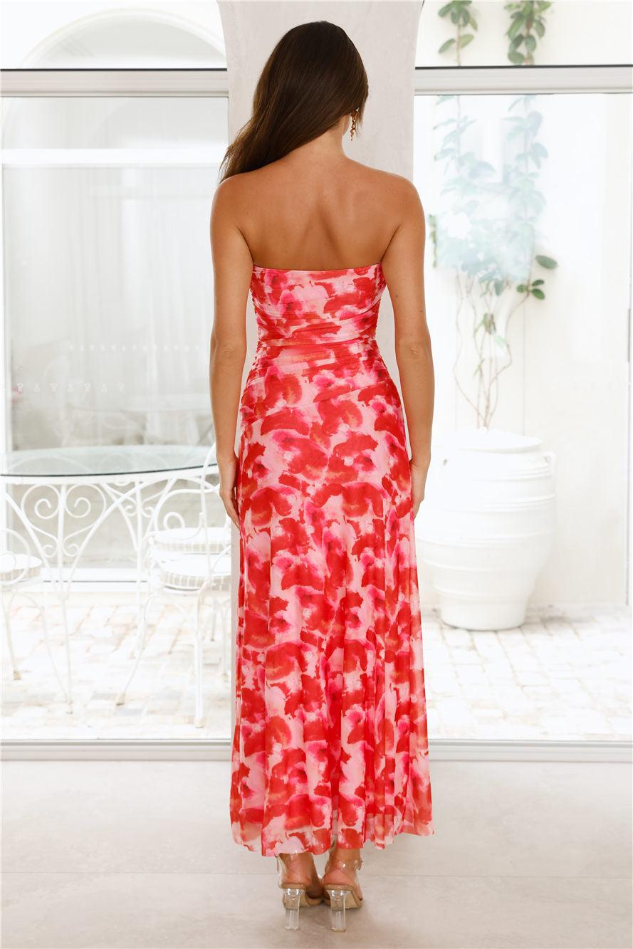 Gatsby Glow Strapless Mesh Maxi Dress Rose Product Image