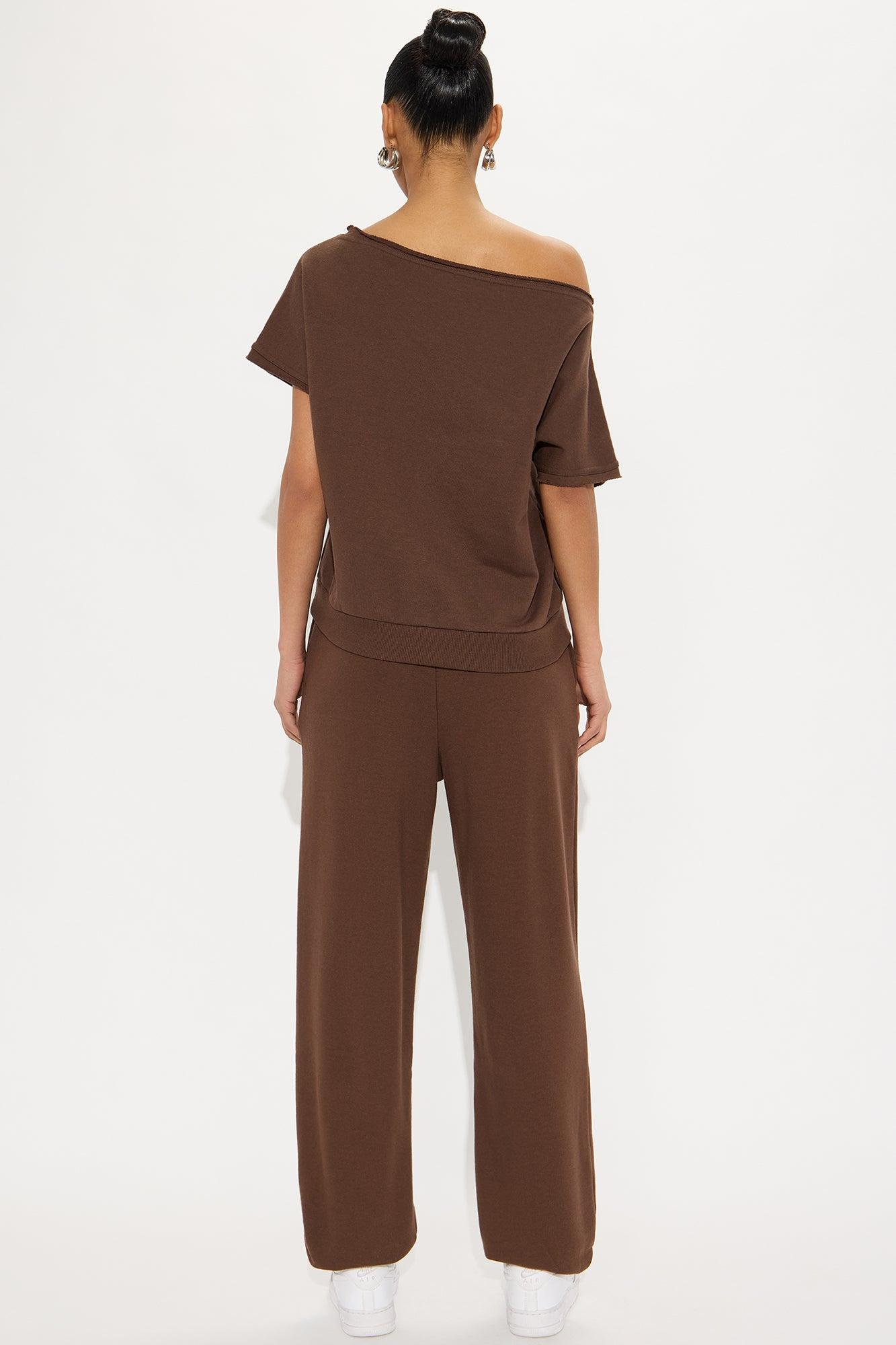 56 Off Shoulder Jogger Set - Chocolate Product Image