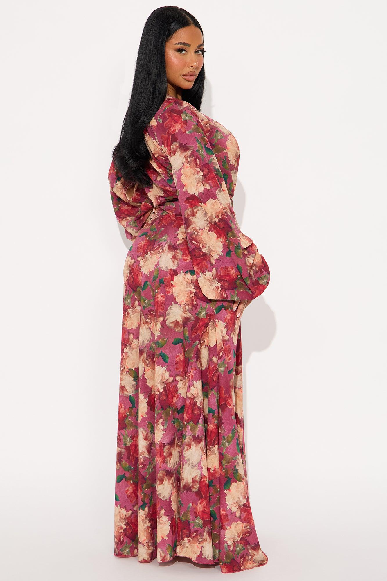 Rachelle Long Sleeve Maxi Dress - Mauve/combo Female Product Image