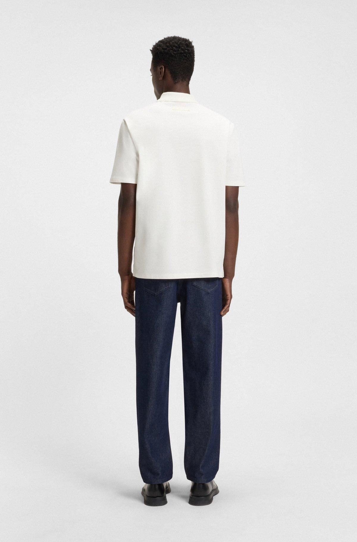 HUGO - Relaxed-fit polo shirt in mercerized stretch-cotton piqué - White Product Image